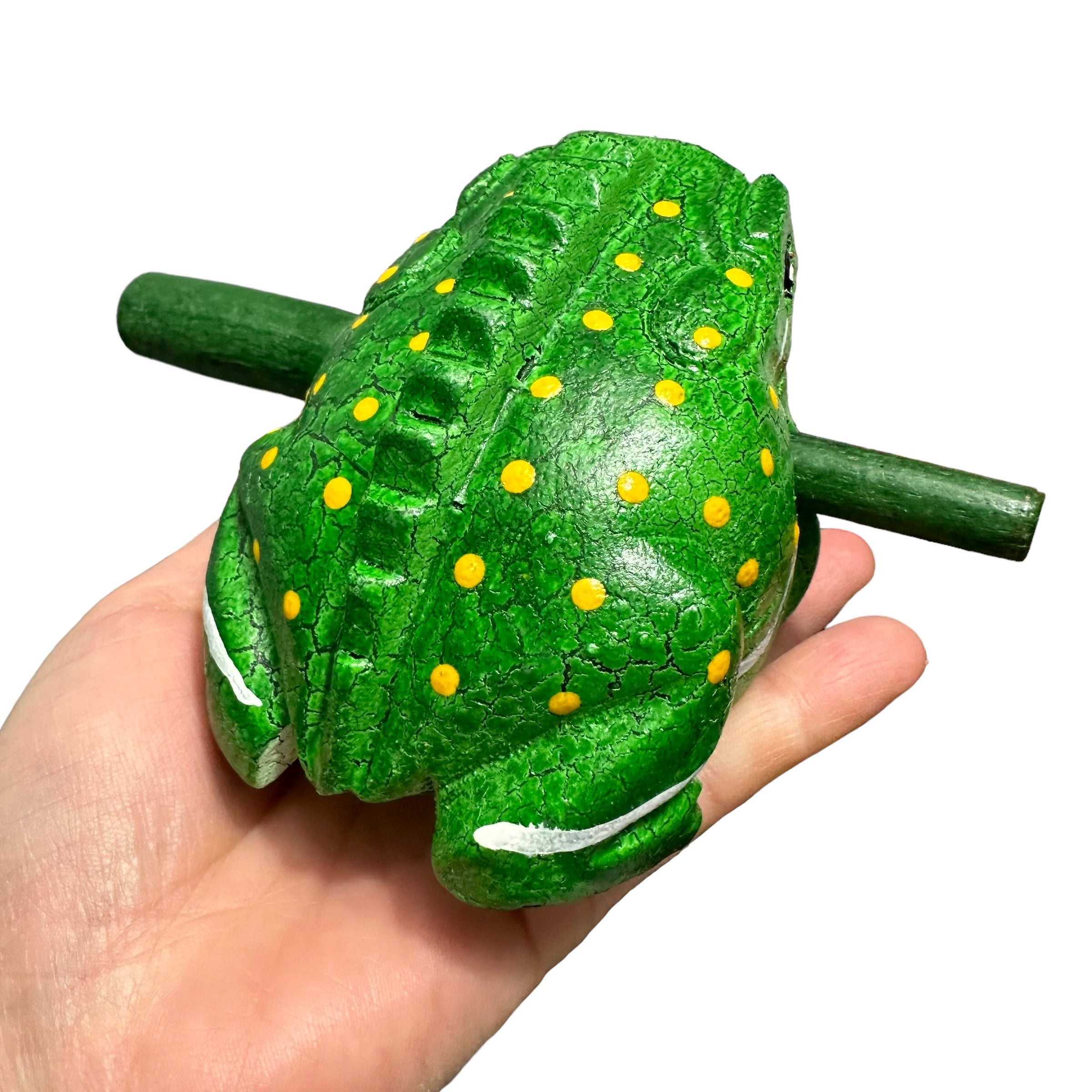 4" Wooden Musical Frog - Green Leaf Design (percussion Instrument)