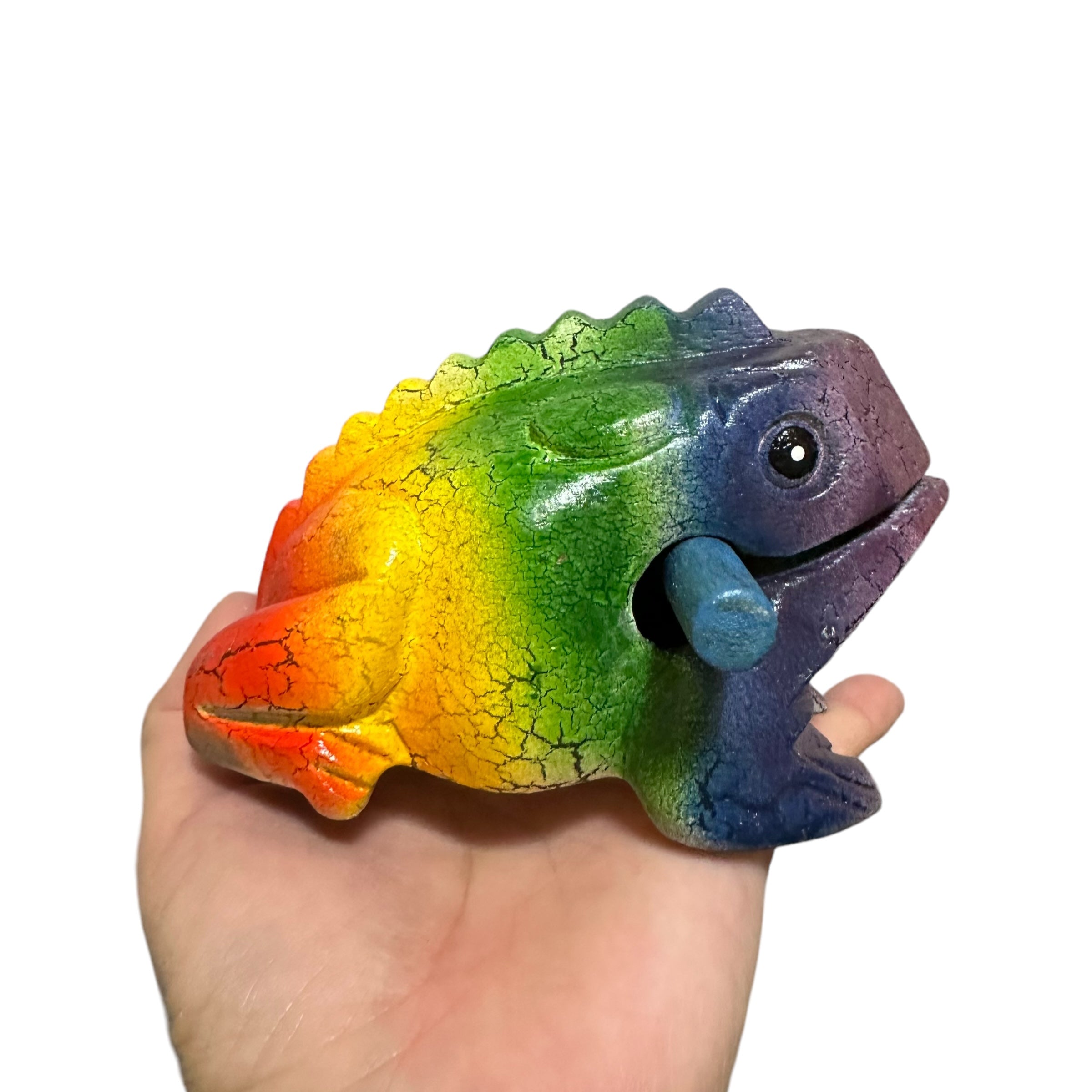 4" Wooden Musical Frog - Rainbow Design (percussion Instrument)