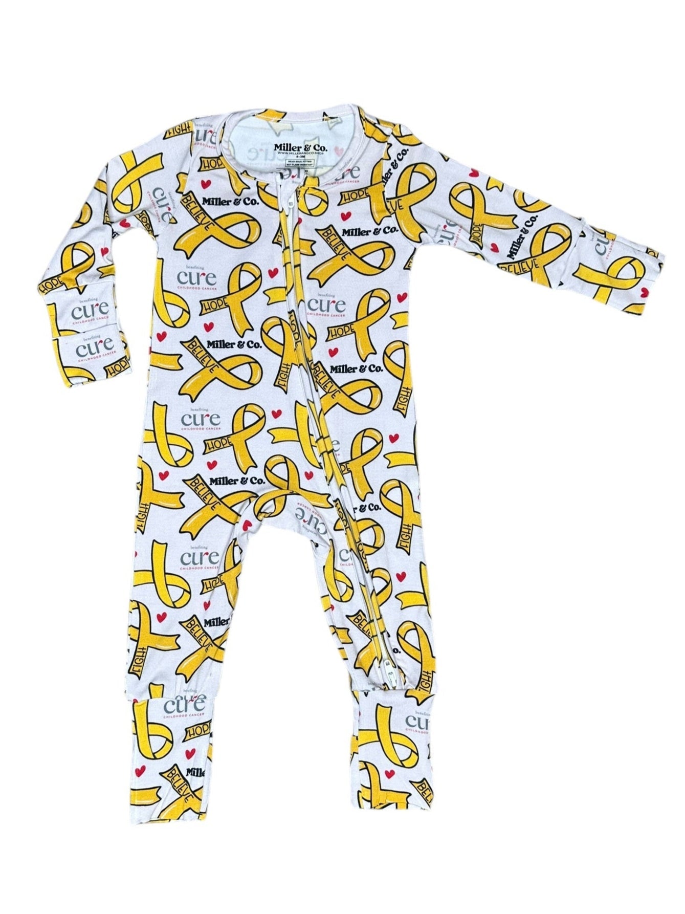 Bamboo Zipper Footie, Cure Childhood Cancer