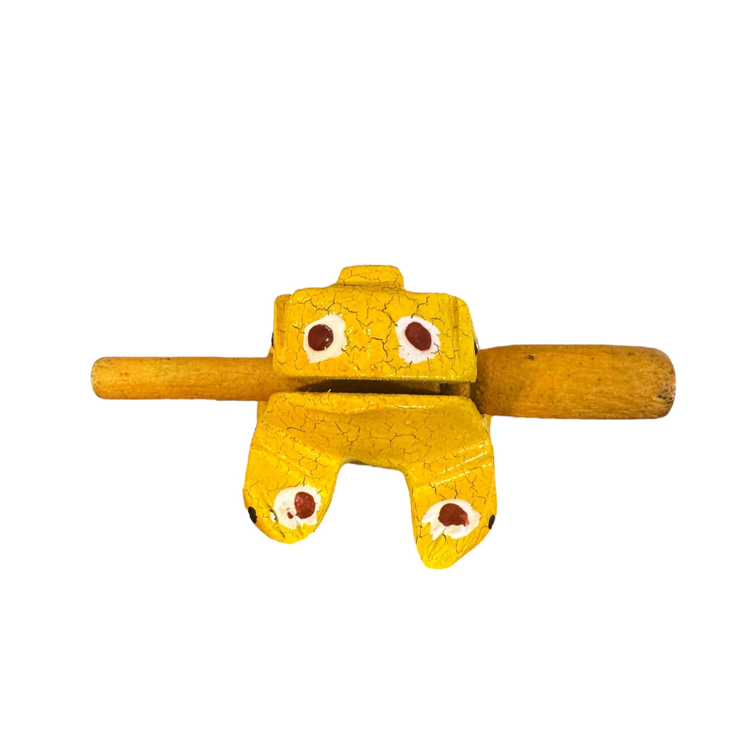 3" Wooden Musical Frog - Mustard Design (percussion Instrument)