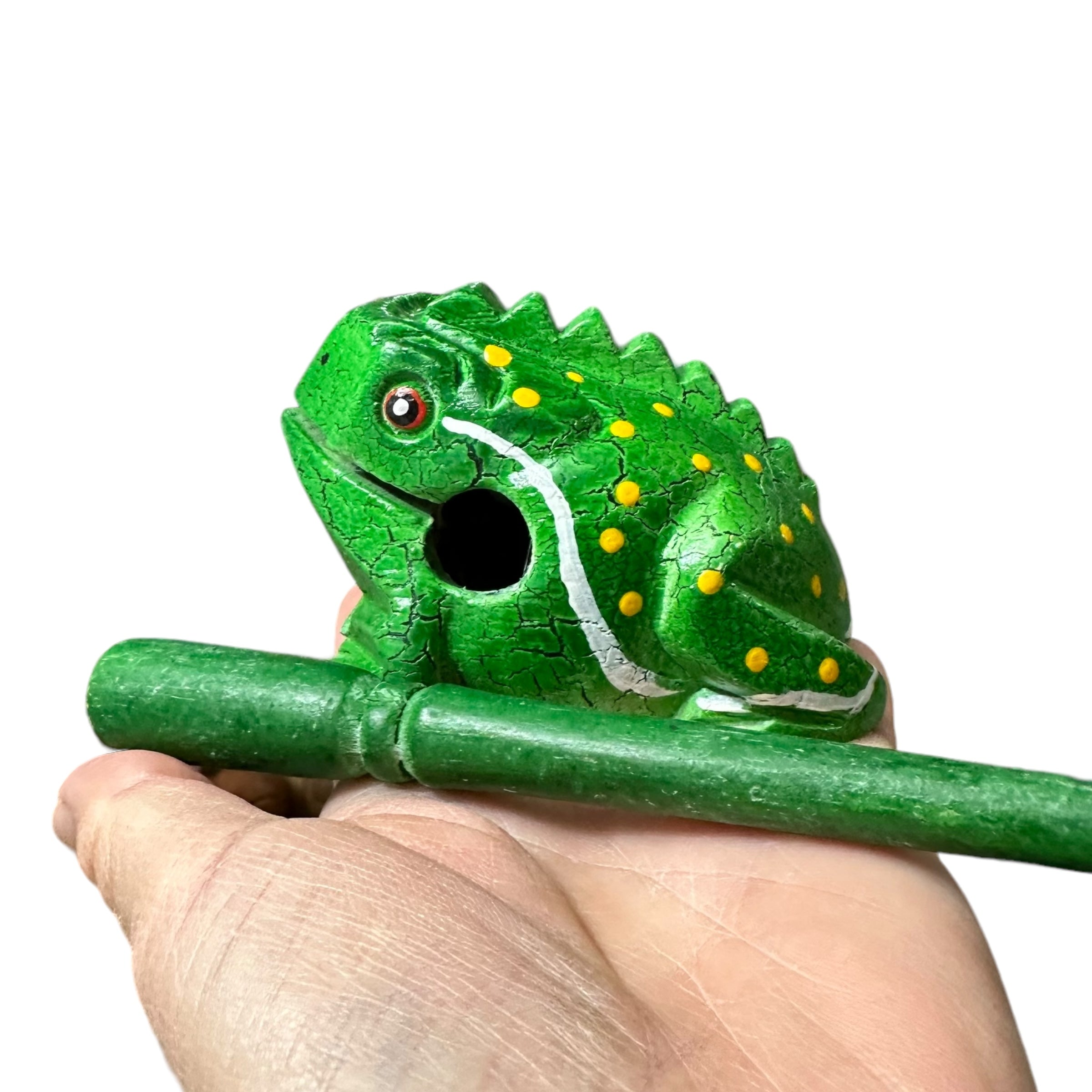 3" Wooden Musical Frog - Green Leaf Design (percussion Instrument)