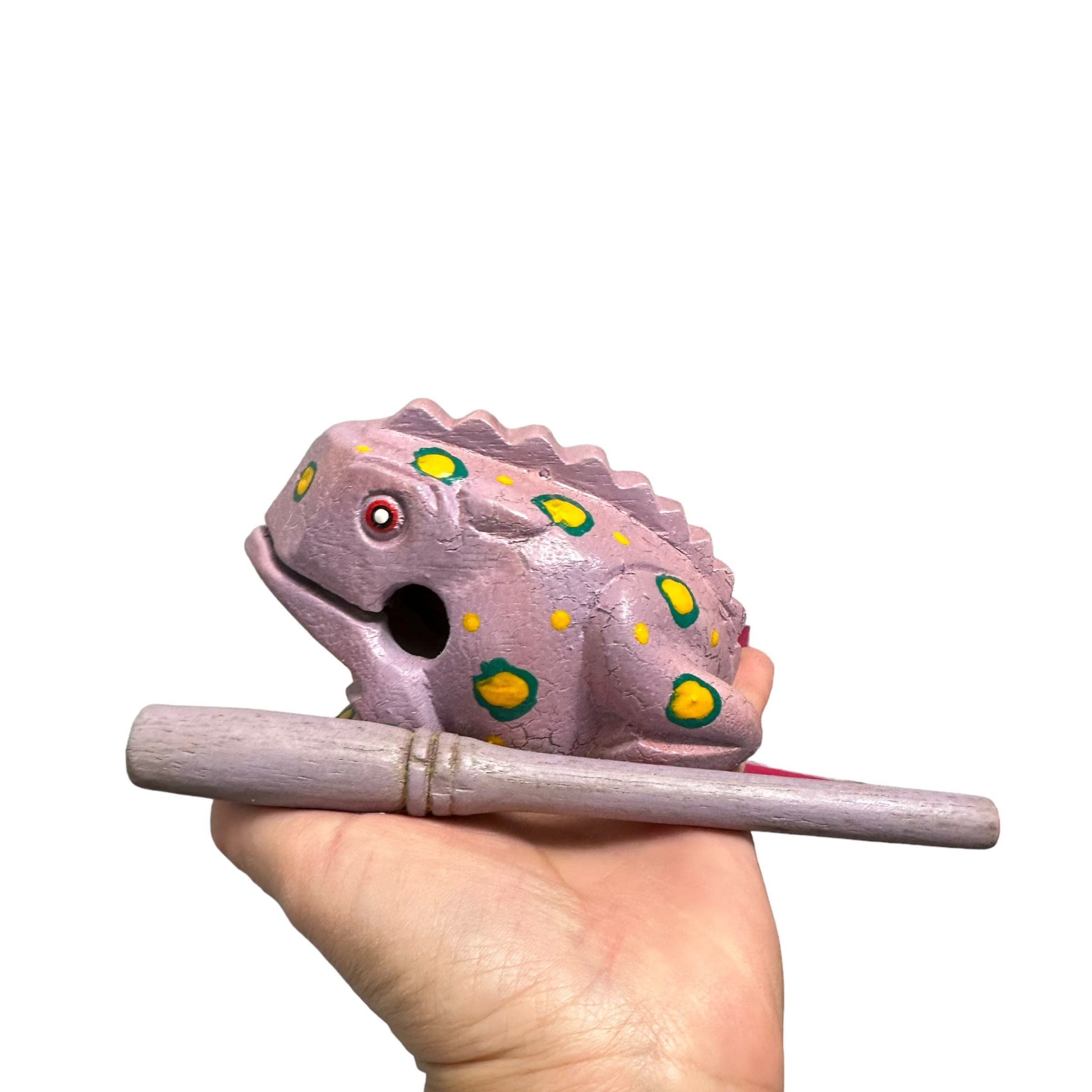 4" Wooden Musical Frog - Lavender Design (percussion Instrument)