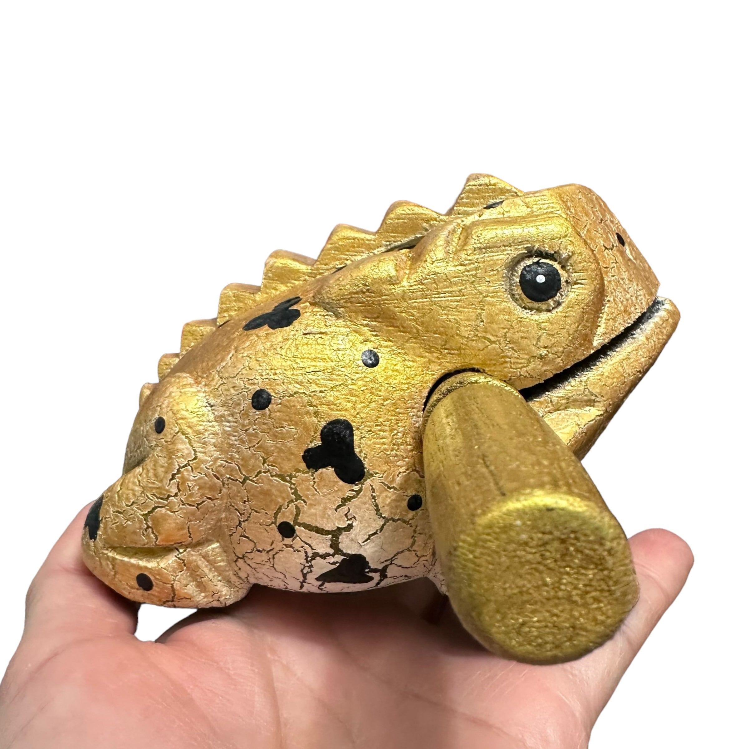 4" Wooden Musical Frog - Egyptian Golden Design (percussion Instrument)