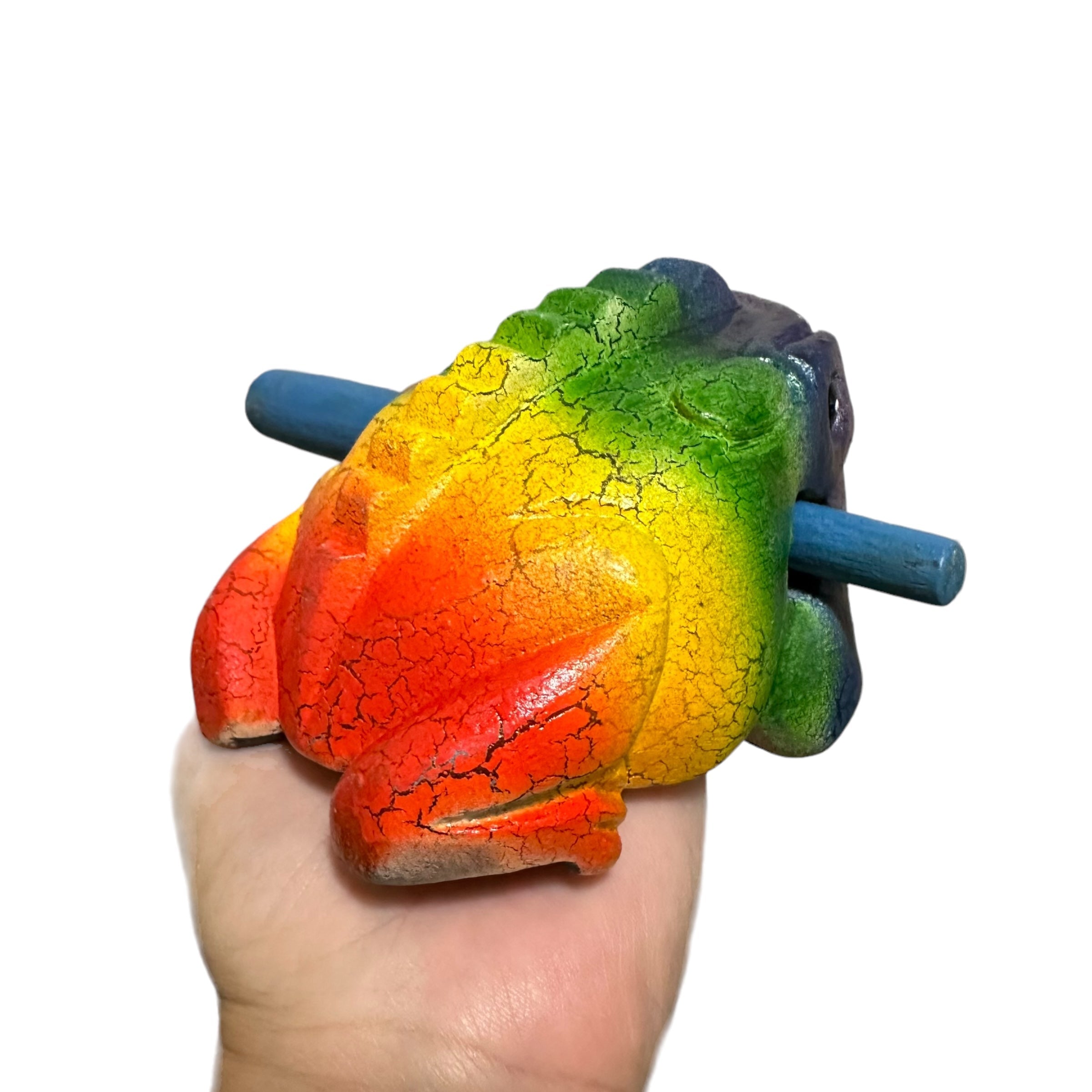 4" Wooden Musical Frog - Rainbow Design (percussion Instrument)