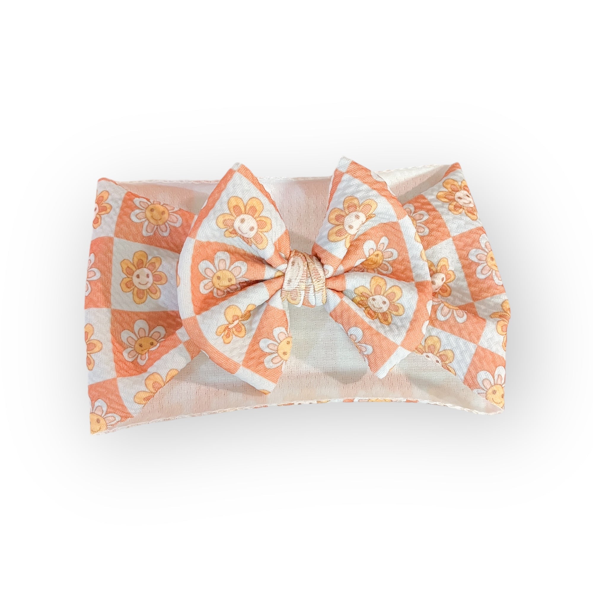 Checkered With Smiles Headwrap Bow