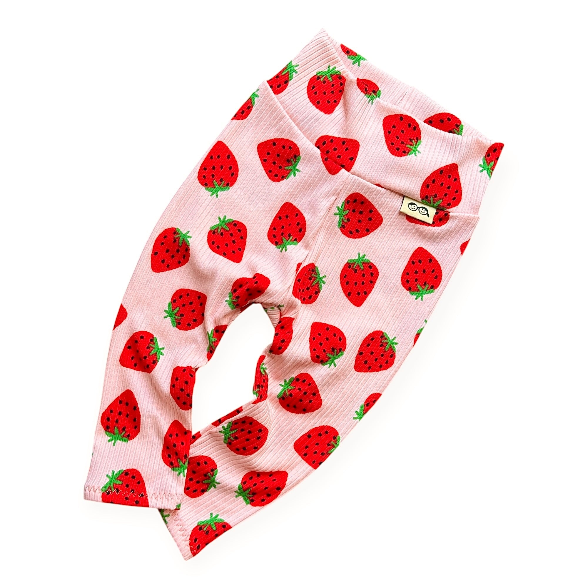 Pink Strawberries Ribbed Leggings