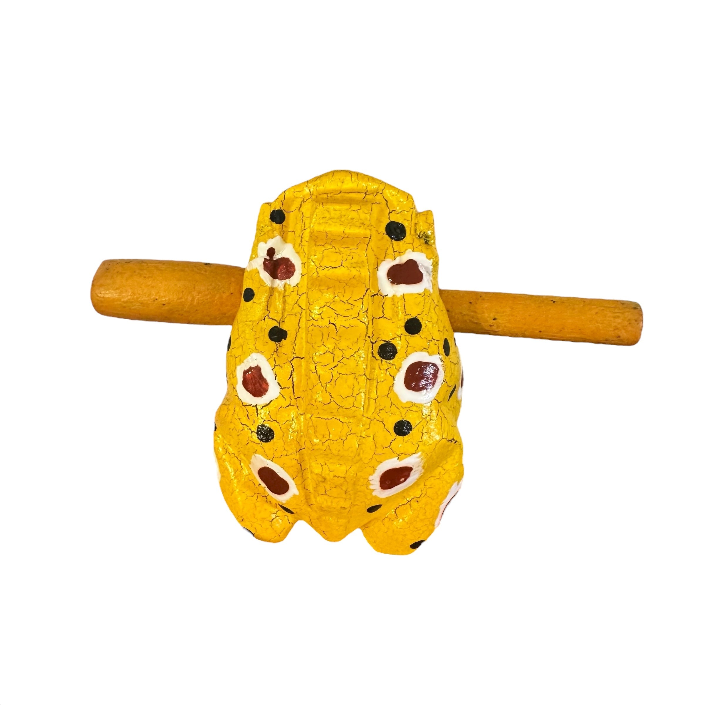 3" Wooden Musical Frog - Mustard Design (percussion Instrument)