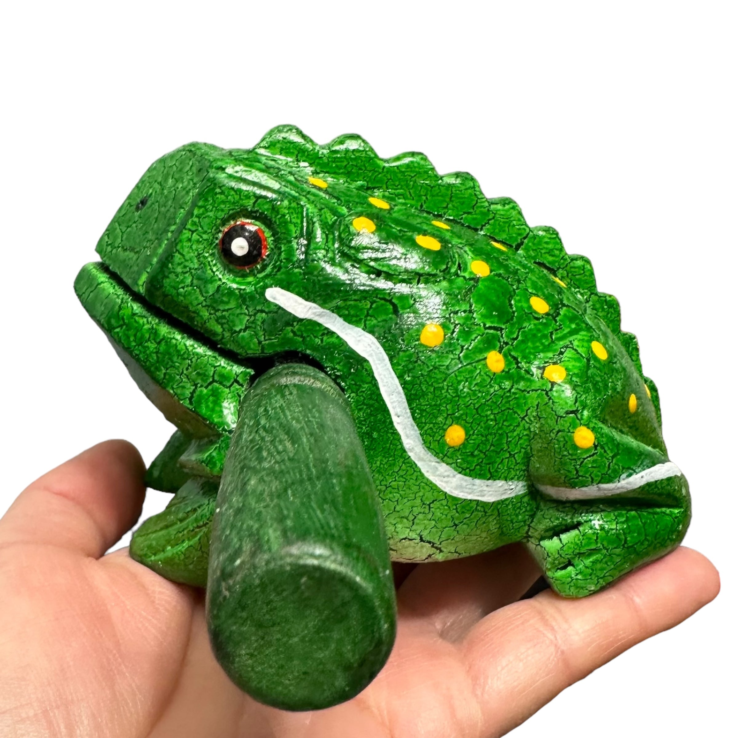 4" Wooden Musical Frog - Green Leaf Design (percussion Instrument)