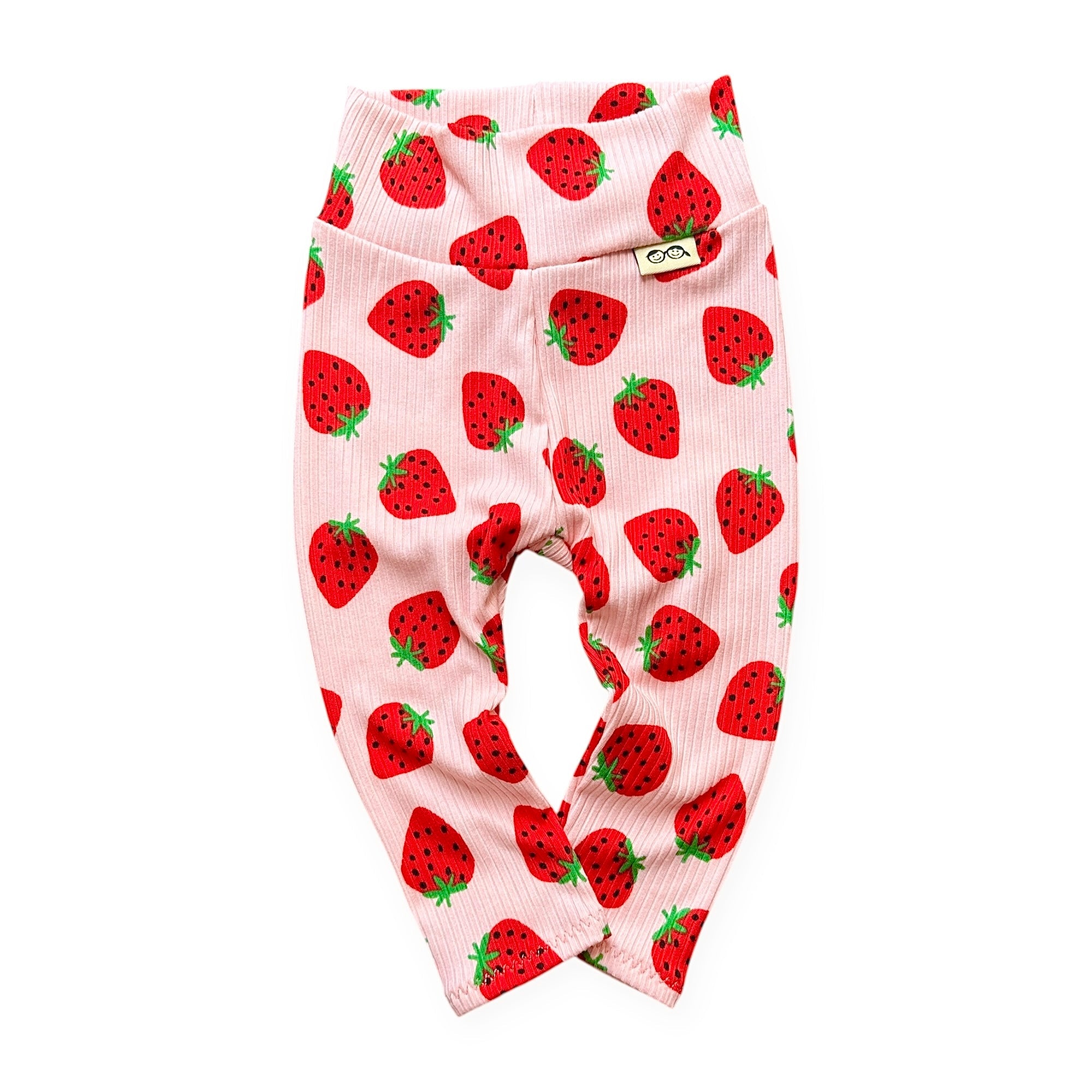 Pink Strawberries Ribbed Leggings
