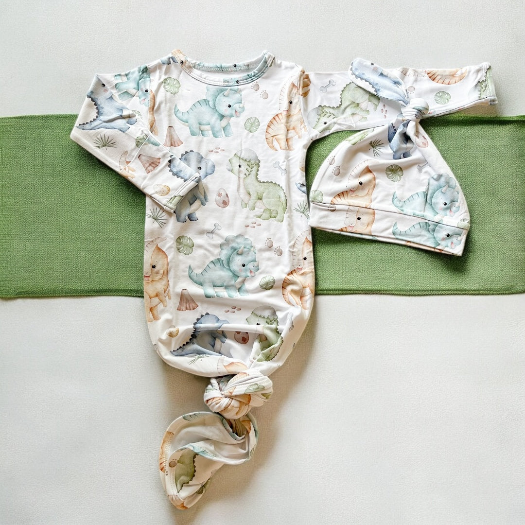 Dinosaur Bamboo Knotted Gown And Hat