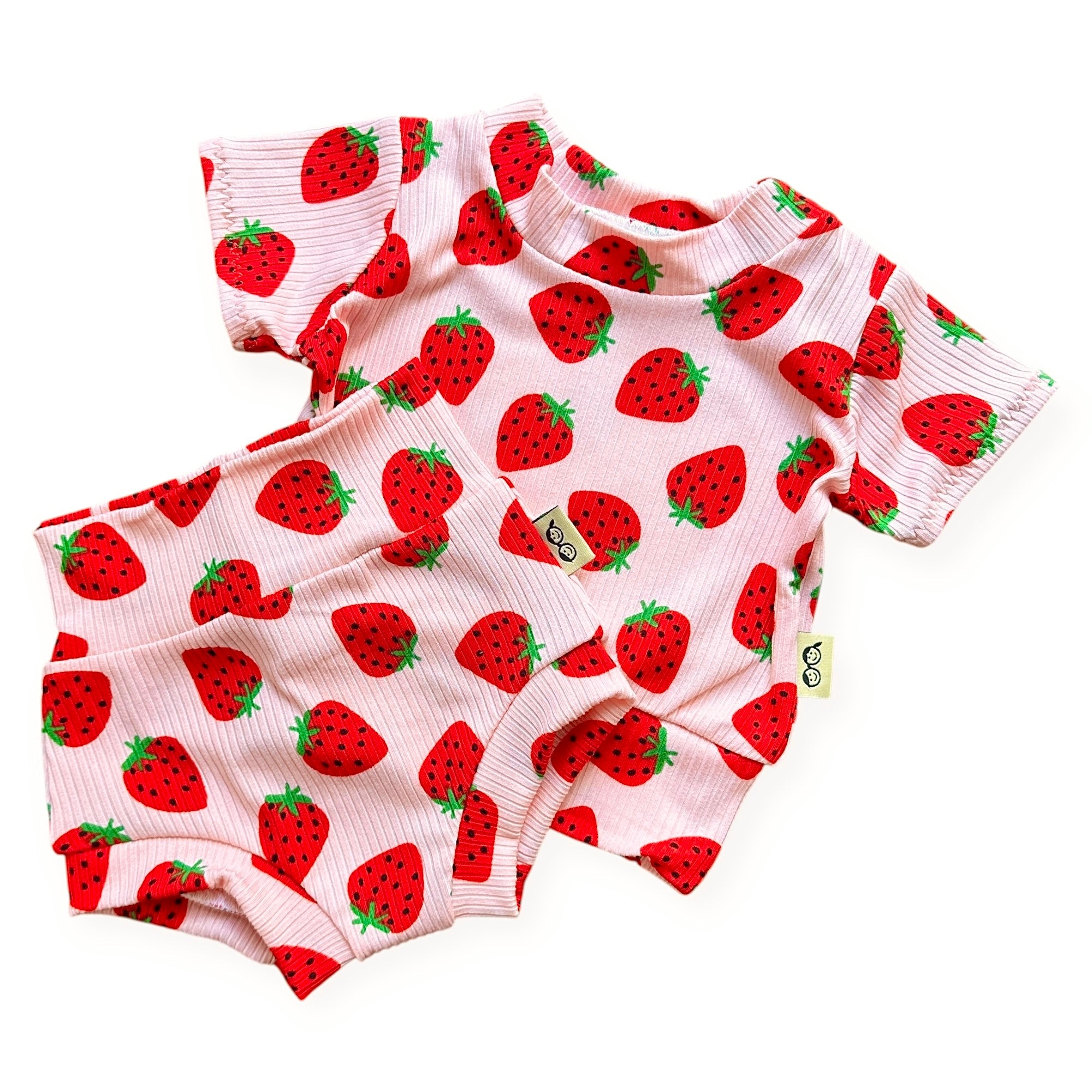 Pink Strawberries Ribbed Summer Lounge Set