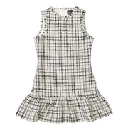 Aa Black, White And Gold Tweed Ruffle Dress
