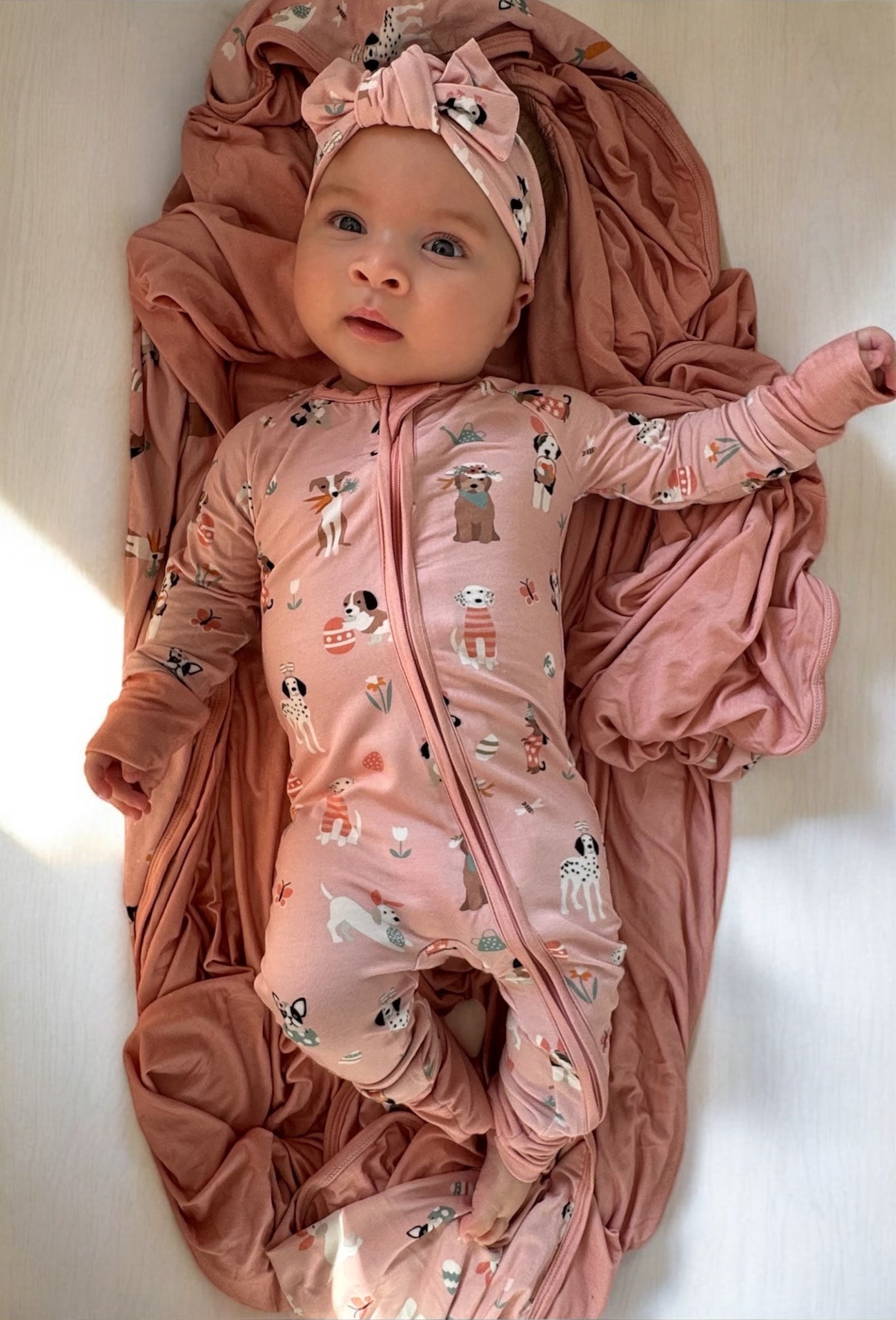 Puppy Egg Hunt (convertible Zip Footies) - Pink