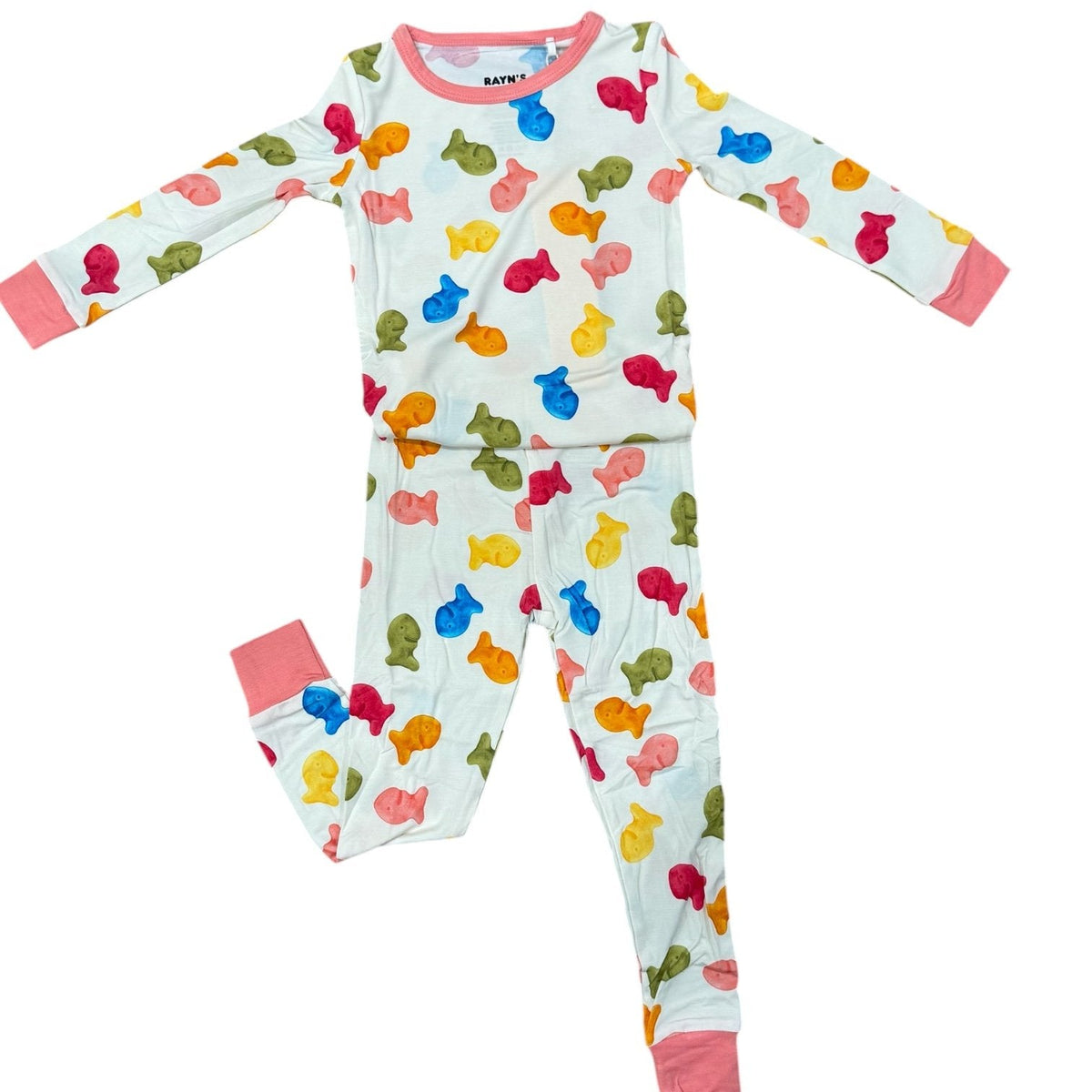 My First Snack Bamboo Pajamas – Green & Pink Lining Toddler Pjs |