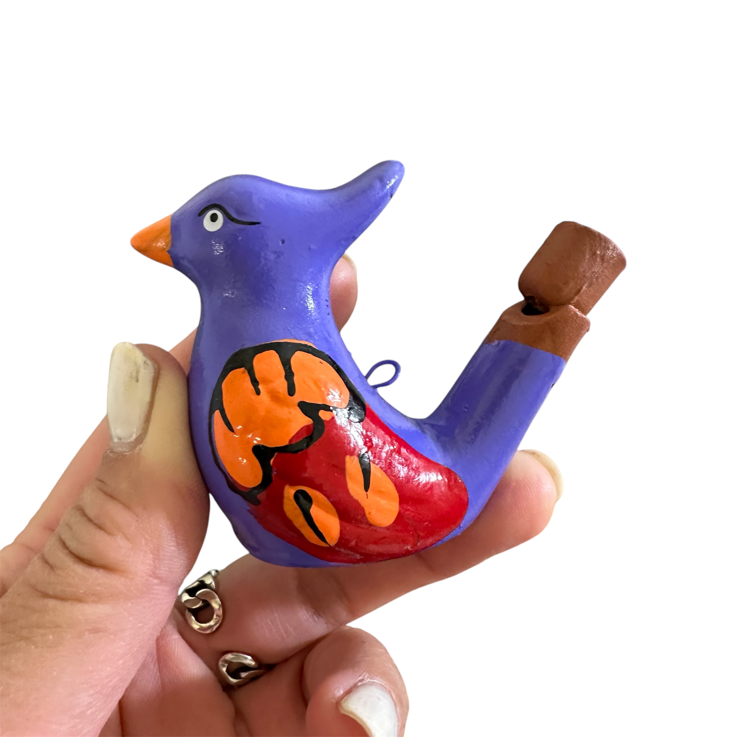 Clay Water Whistle Bird (purple Crest)