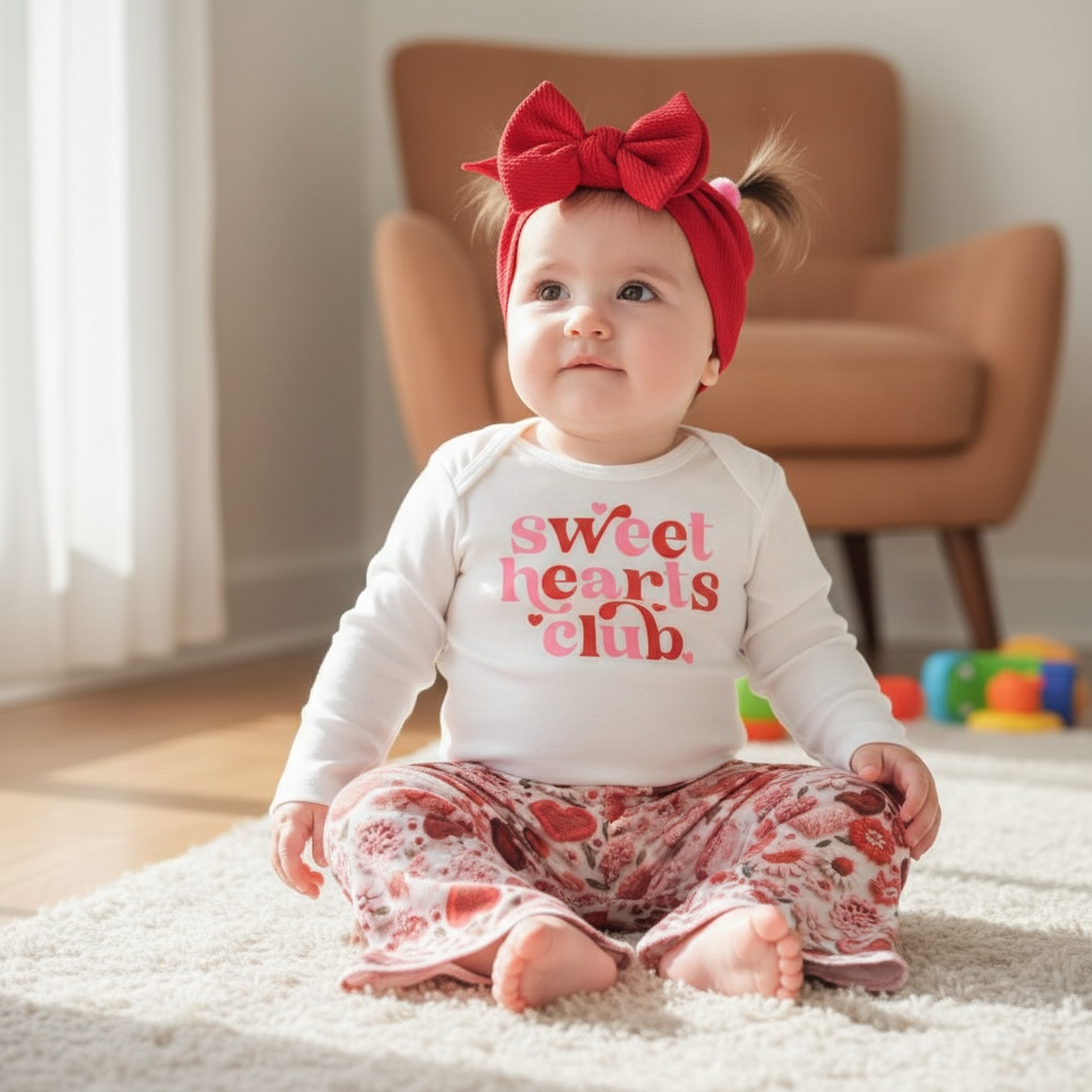 Sweet Hearts Club Valentine's Day Heart Bell Bottom Outfit