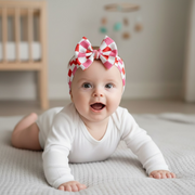 Valentines Day Wavey Checker Headwrap Bow