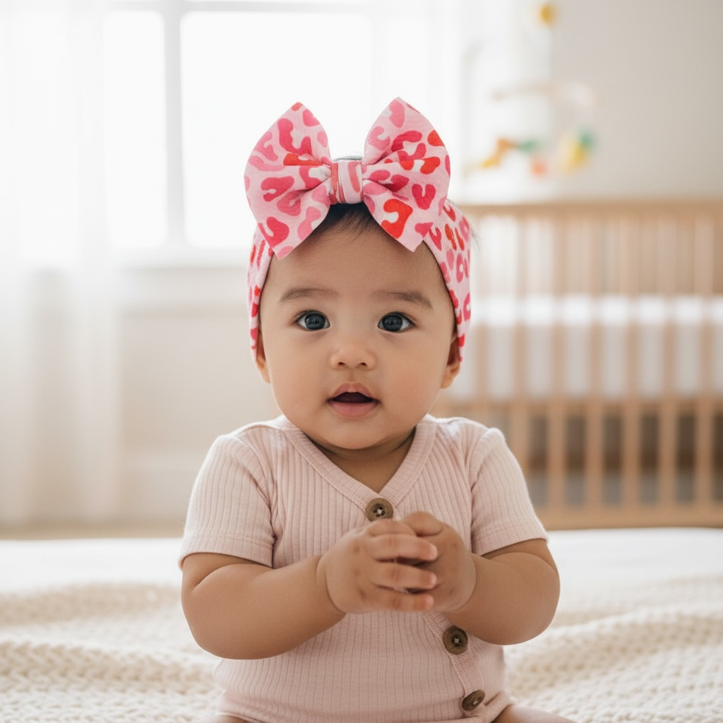 Valentines Day Cheetah Headwrap Bow