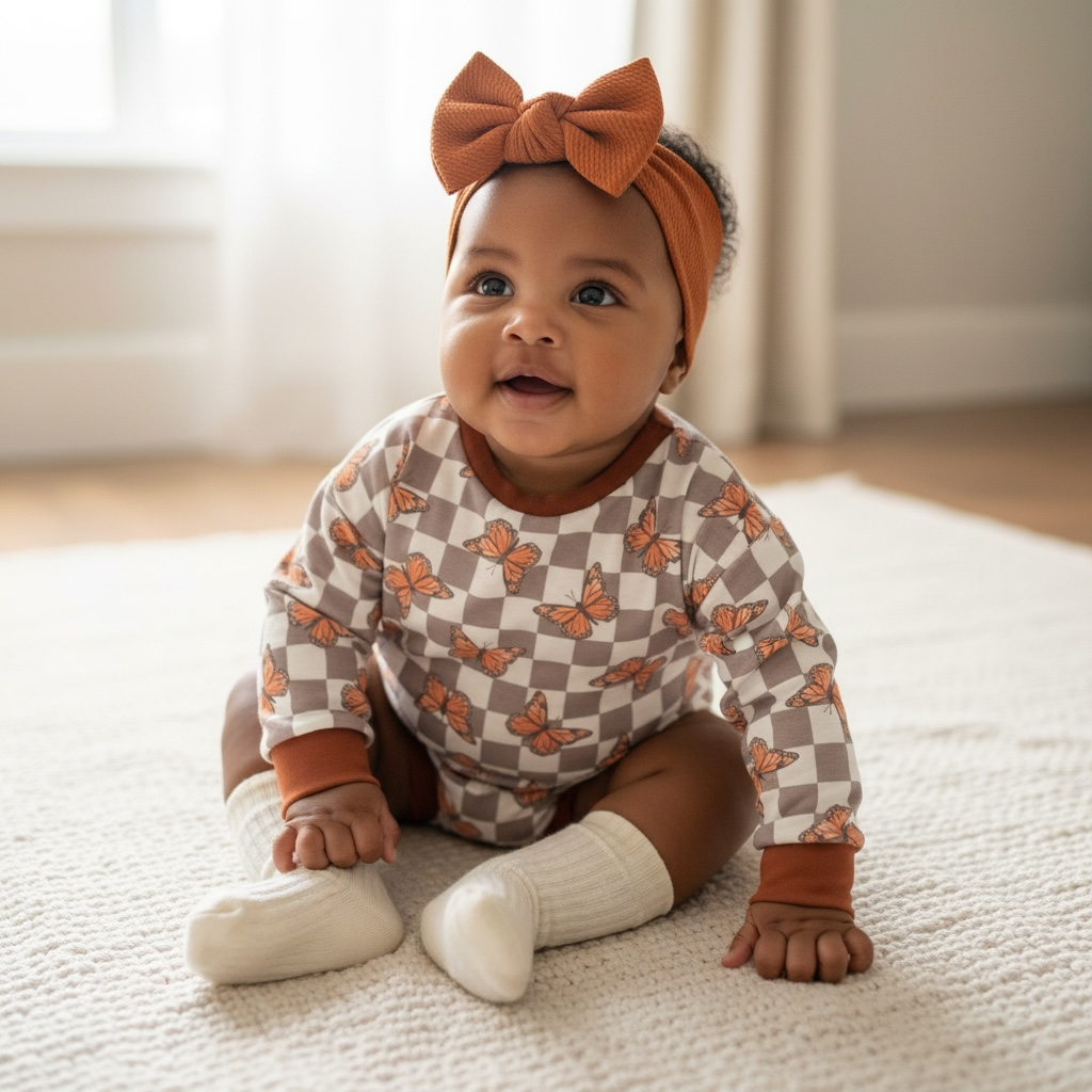 Butterfly Checker Bubble Romper