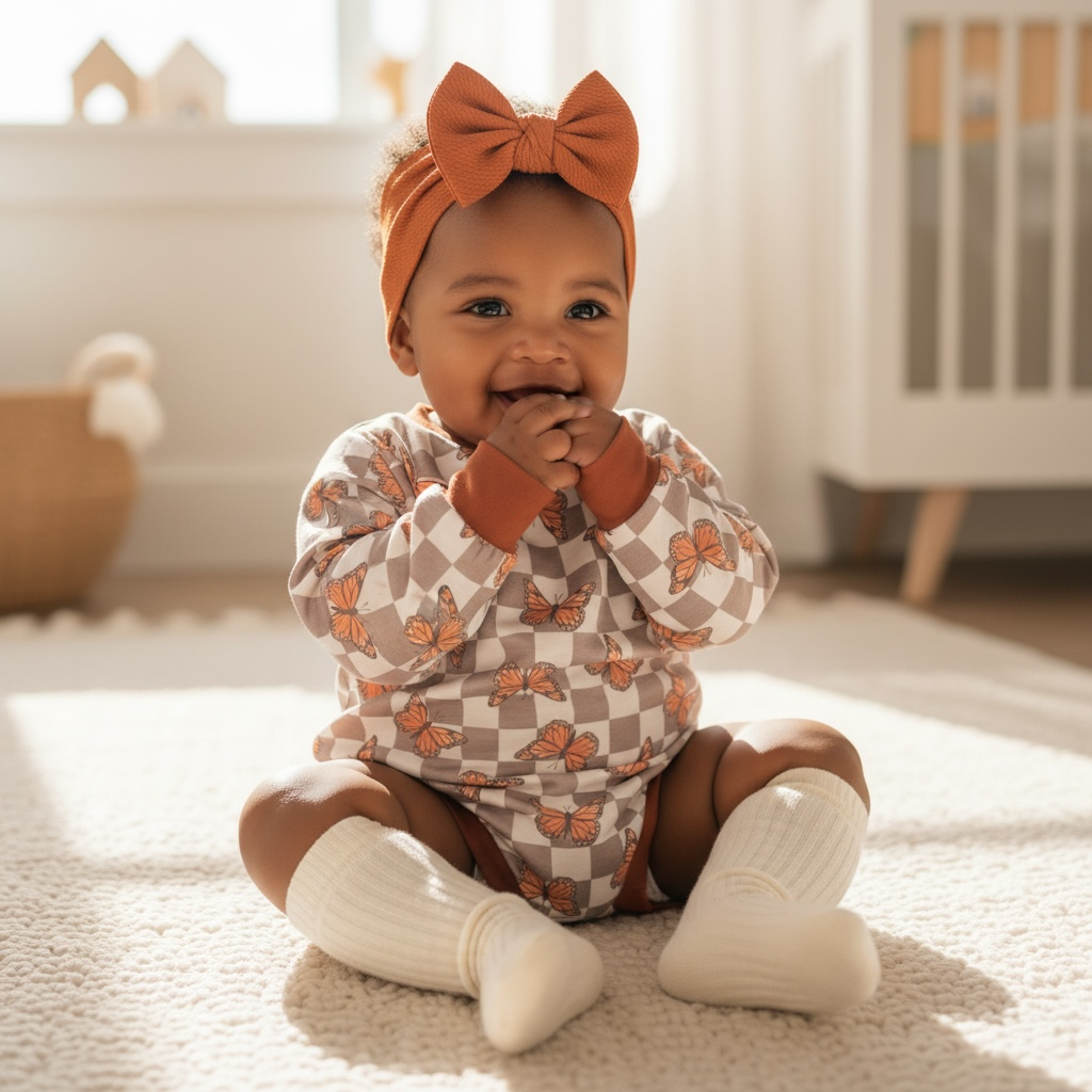 Butterfly Checker Bubble Romper