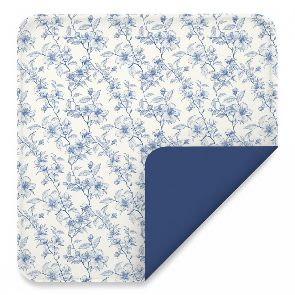 Blue Vintage Floral Bamboo Blanket