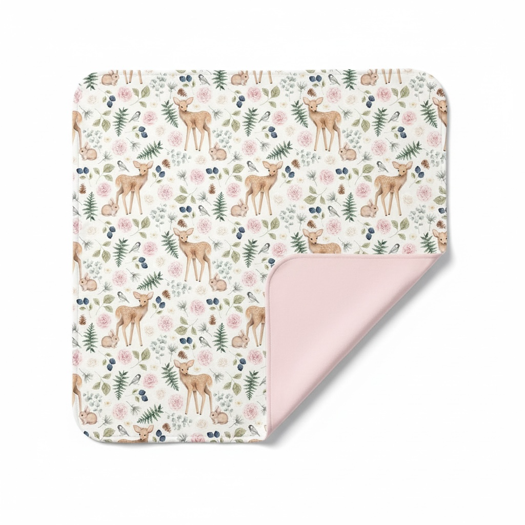 Pink Woodland Deer Bamboo Blanket