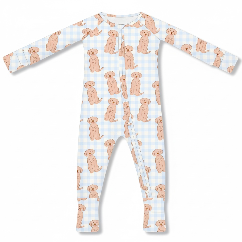 Golden Retriever Bamboo Zipper Romper