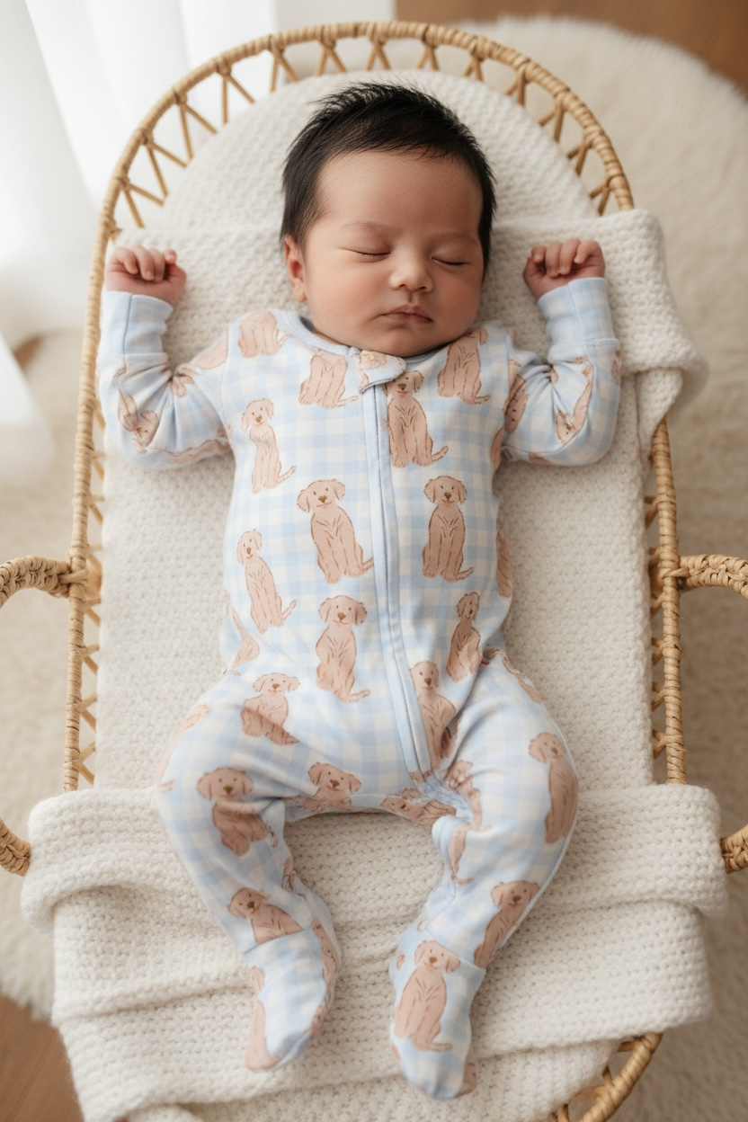 Golden Retriever Bamboo Zipper Romper