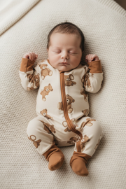 Teddy Bear Bamboo Zipper Romper