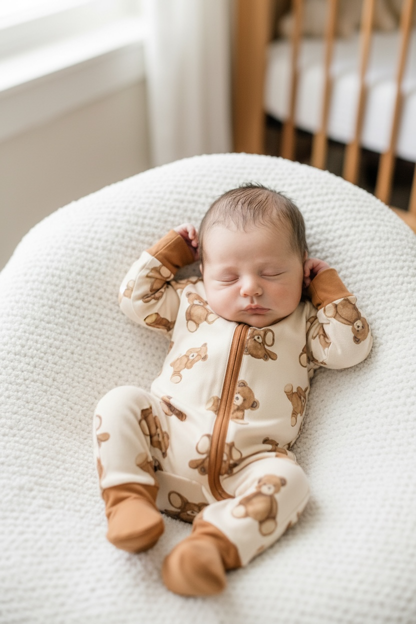 Teddy Bear Bamboo Zipper Romper
