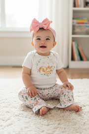 Woodland Deer Floral Baby Bell Bottom Outfit