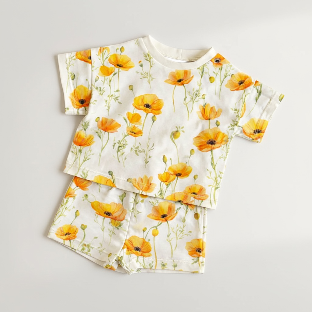 Yellow Floral Lounge Short Set