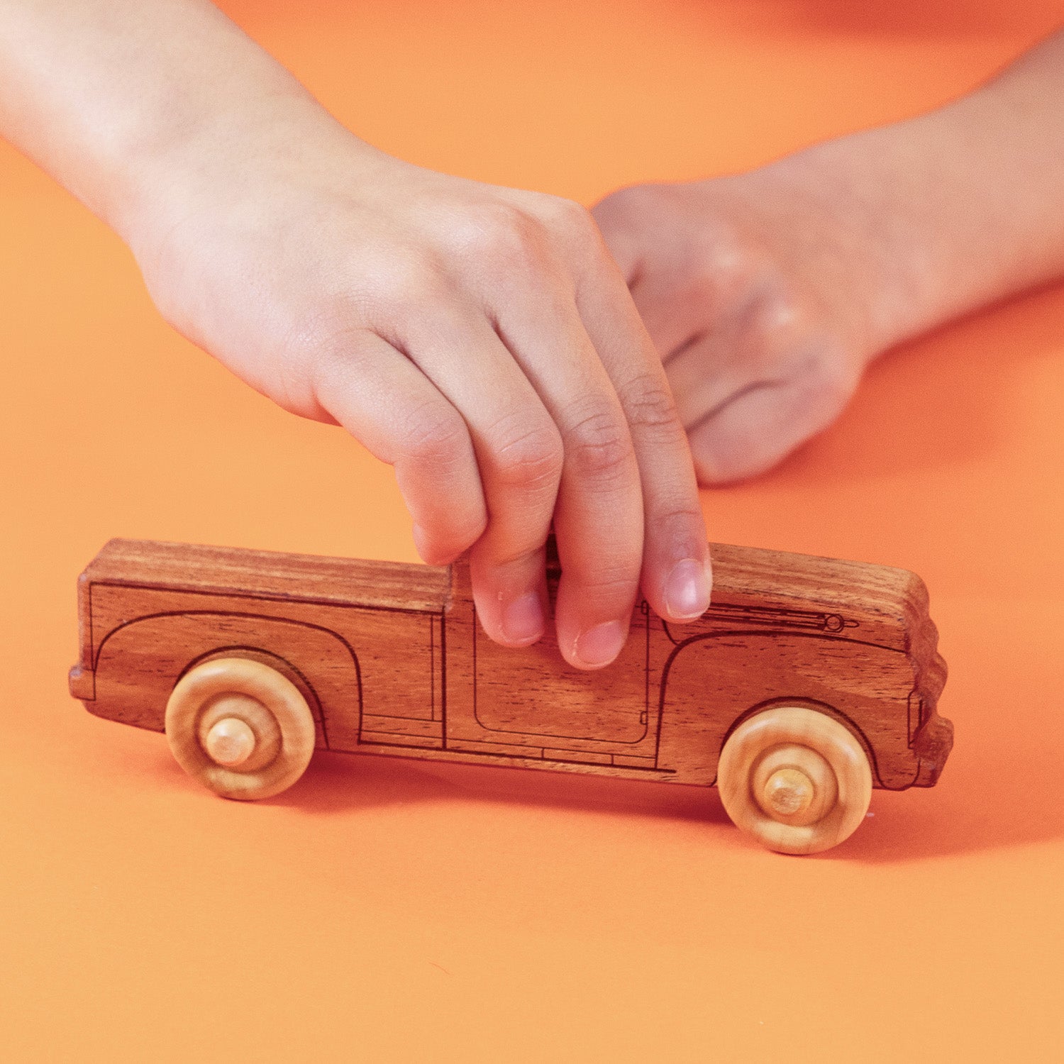 Montessori Educational Small N Wooden Pickup Truck For Toddlers 1–3 | Eco-friendly Mahogany Wood Toy | Made In The Usa 🇺🇸