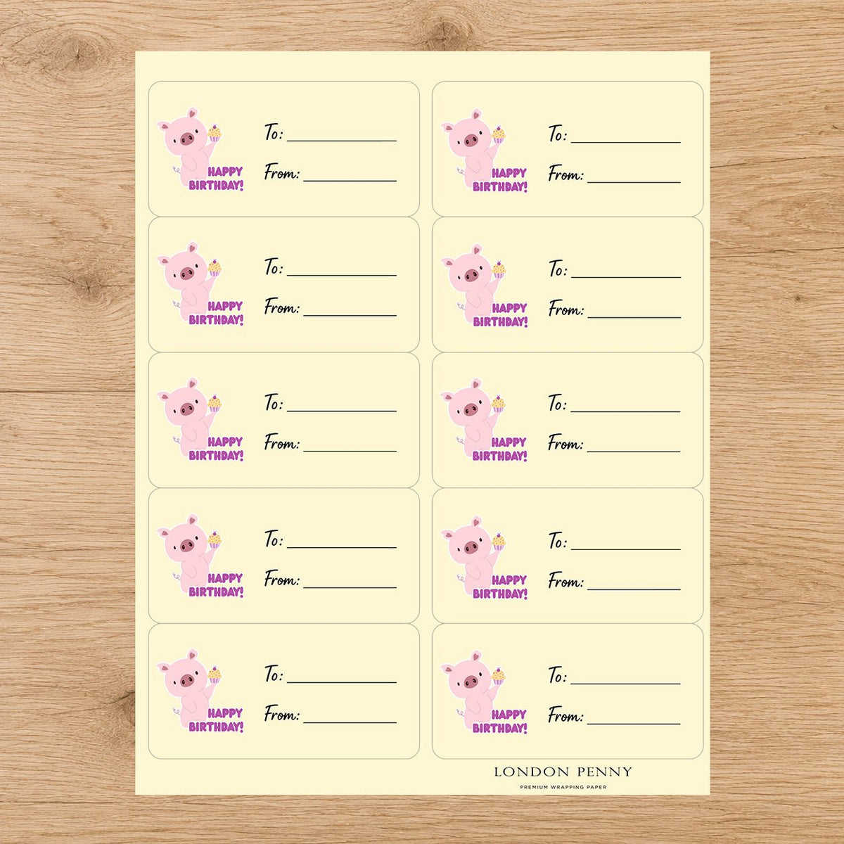 Piggy’s Birthday Treat Gift Tag Sticker Sheet