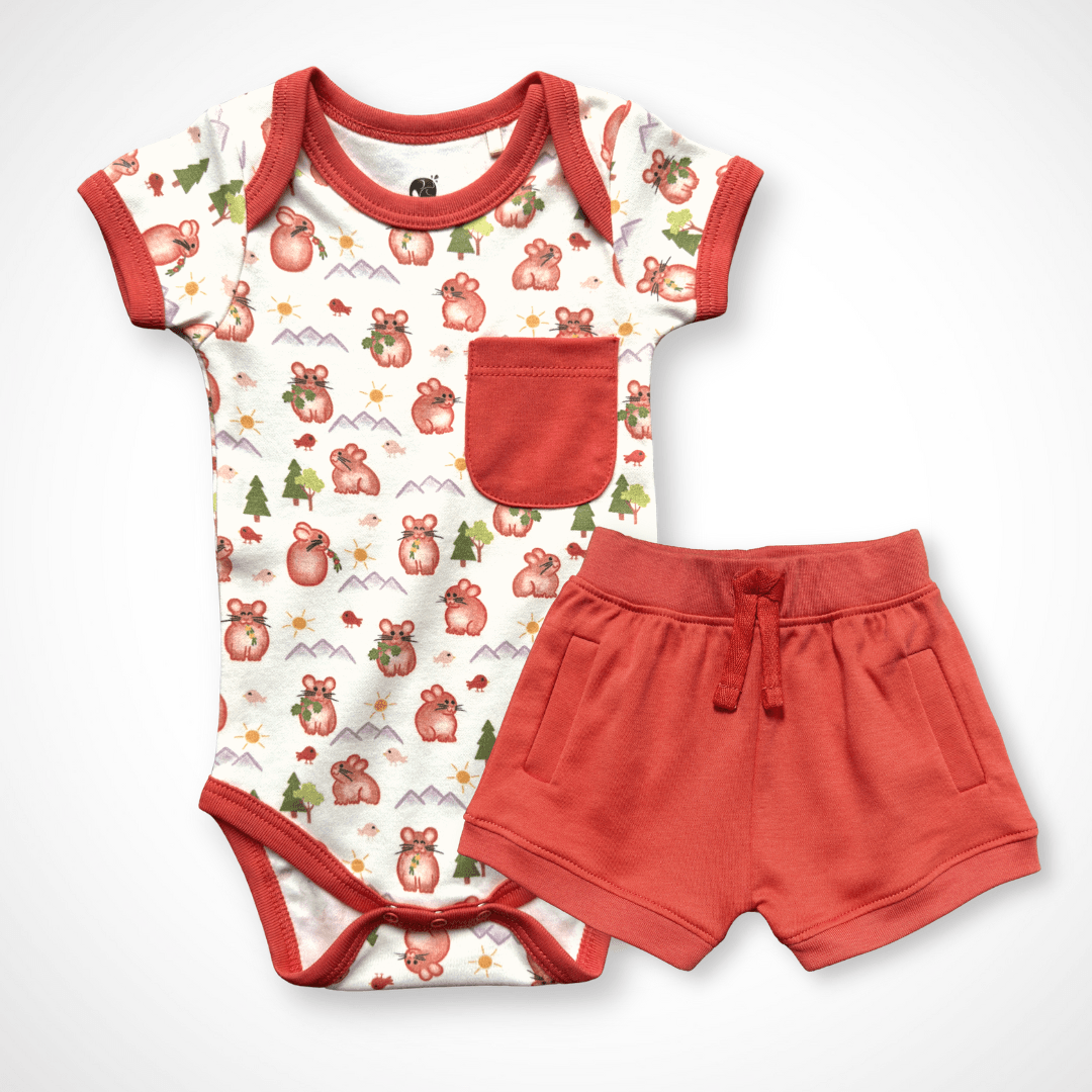 Pika Bodysuit And Shorts | Organic Pima Cotton