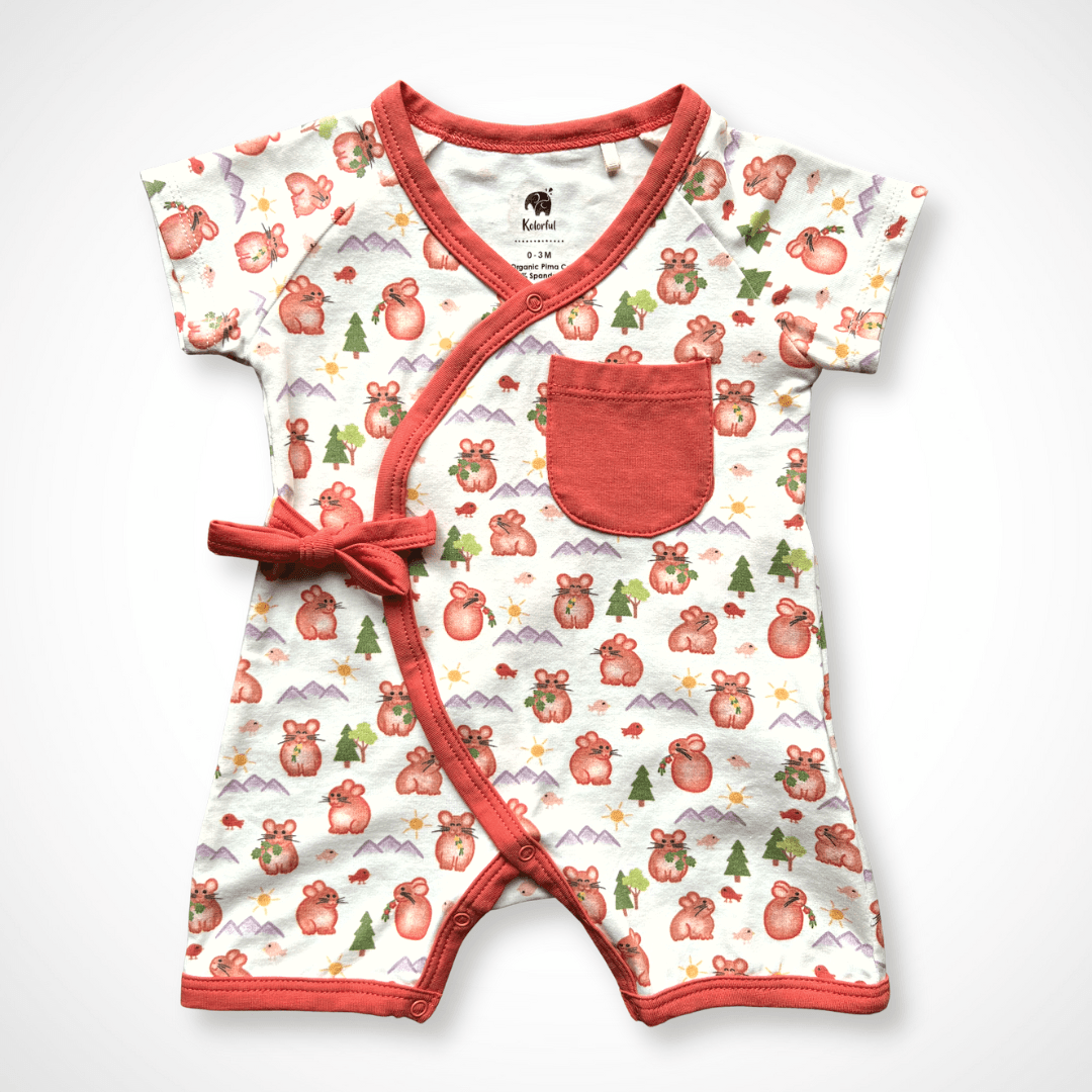 Pika Kimono Shorty Romper | Organic Pima Cotton