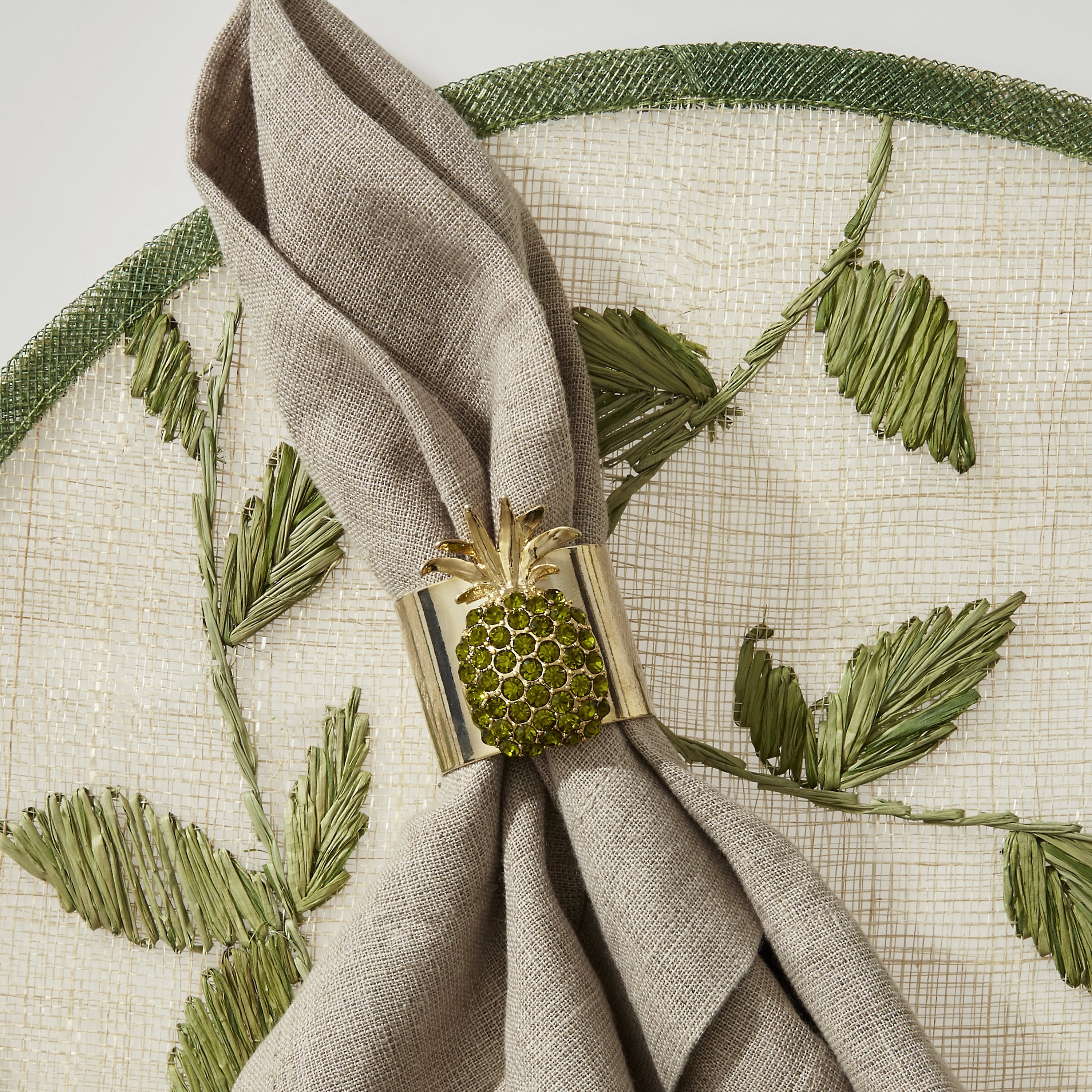 Pineapple Napkin Rings, Olive, Set Of Two