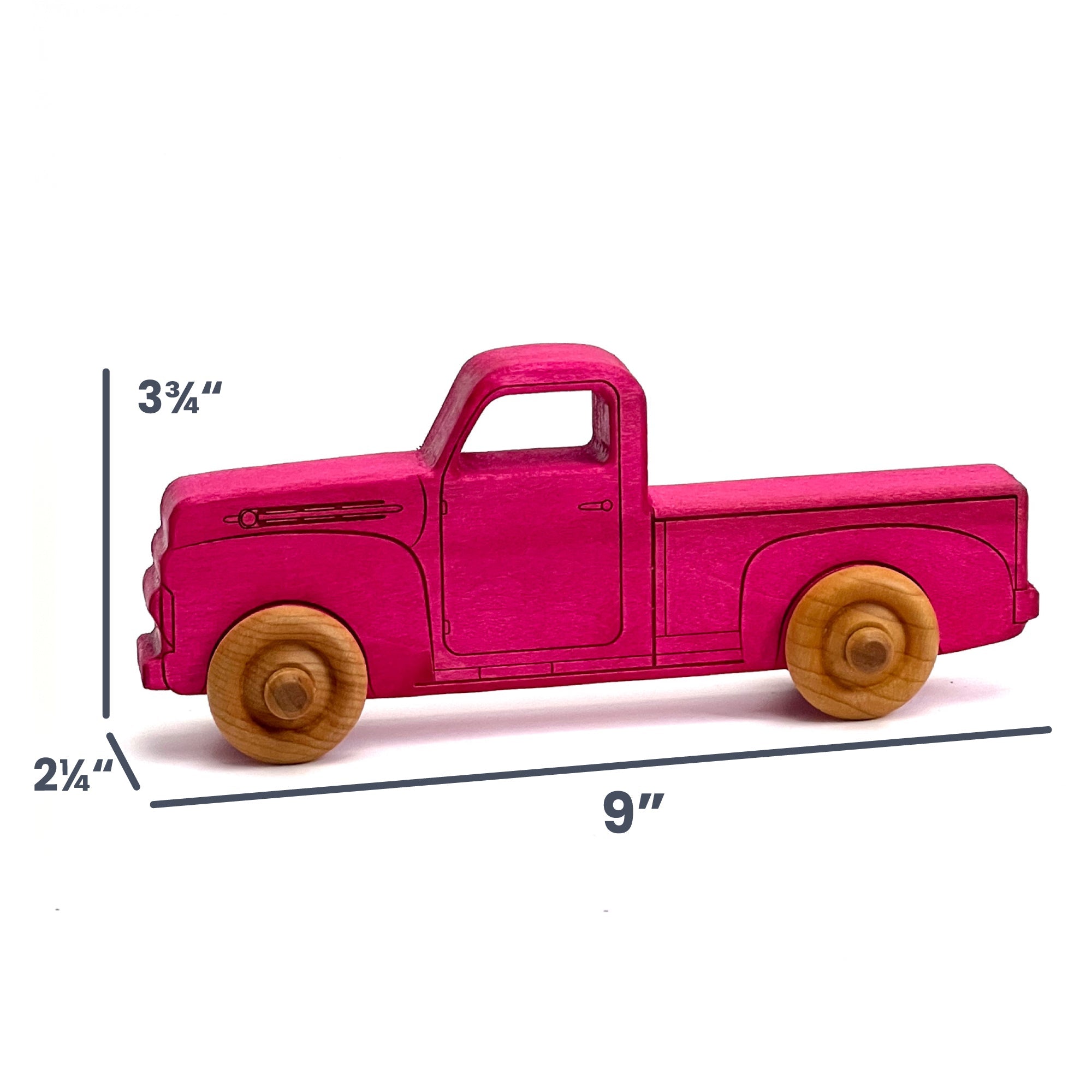 Montessori Educational Pink Wooden Pickup Truck For Toddlers 1–3 | Eco-friendly Maple Wood Toy | Made In The Usa 🇺🇸