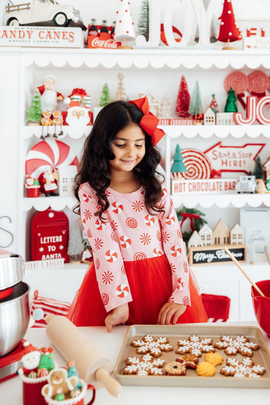Pink Peppermint L/s Tutu Dress
