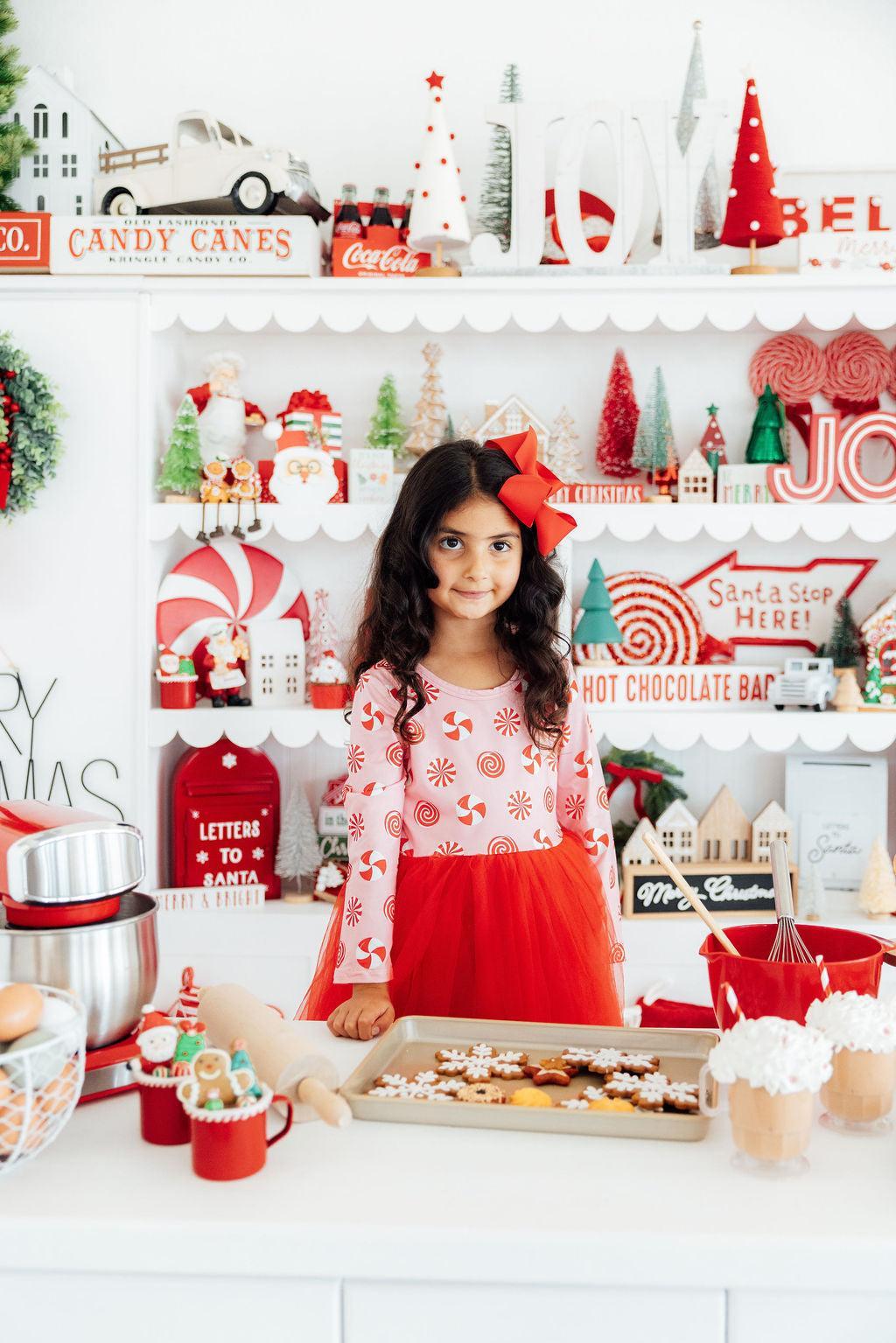 Pink Peppermint L/s Tutu Dress