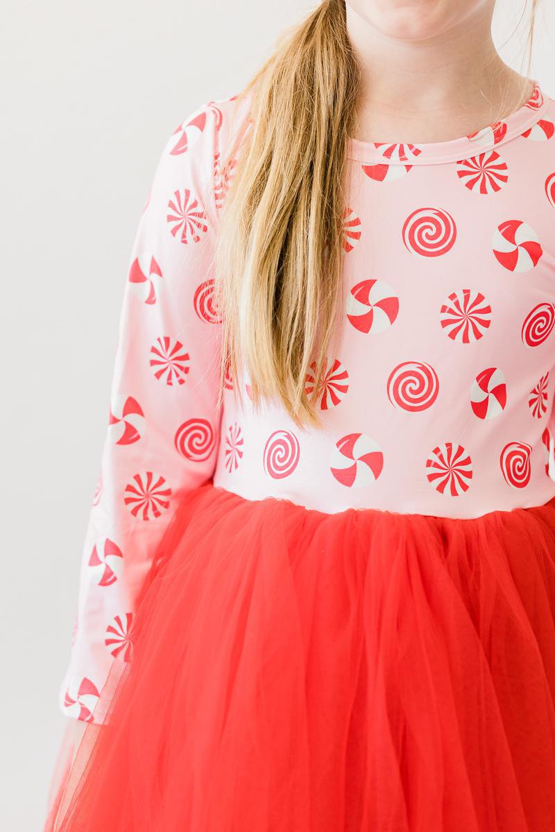 Pink Peppermint L/s Tutu Dress