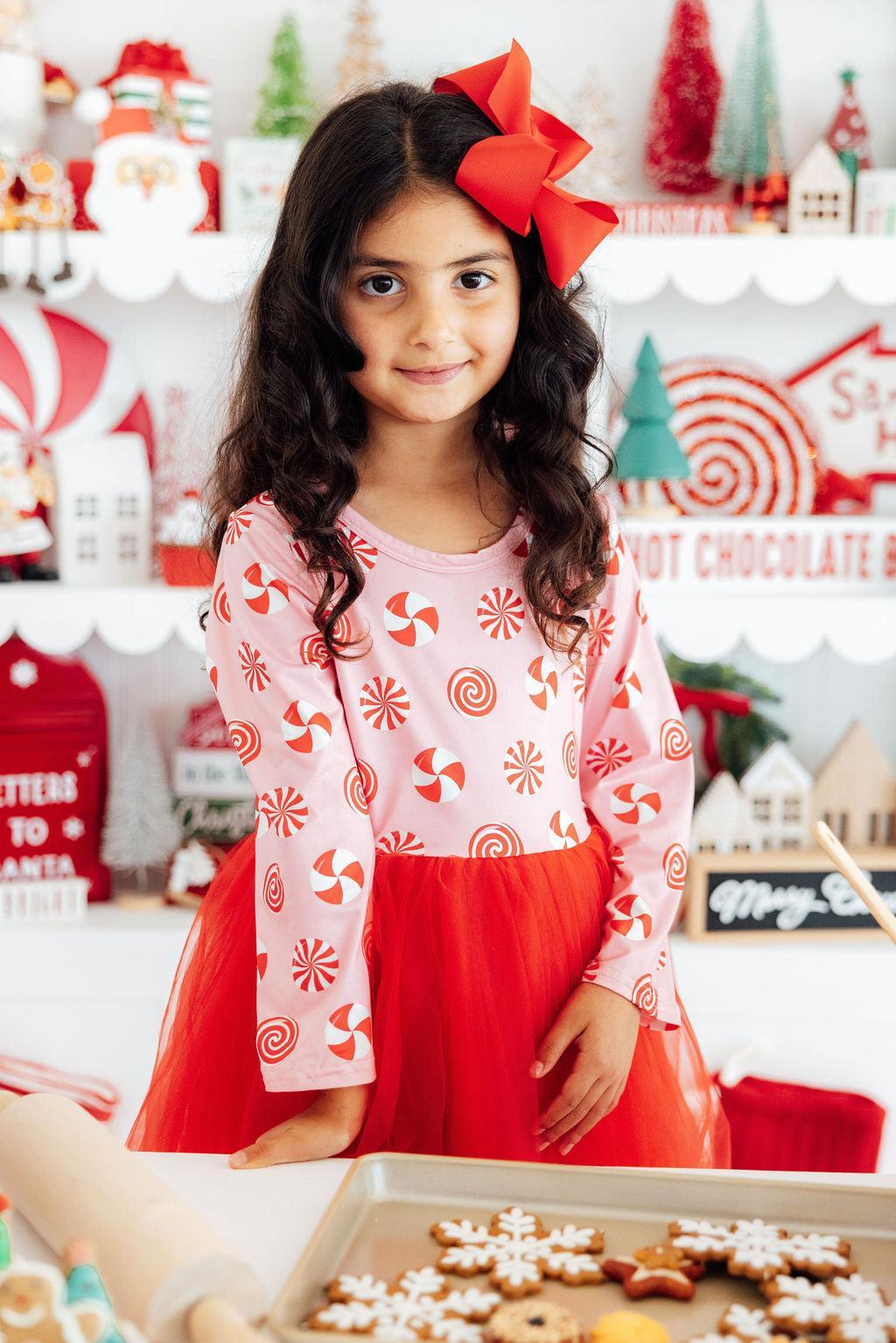 Pink Peppermint L/s Tutu Dress