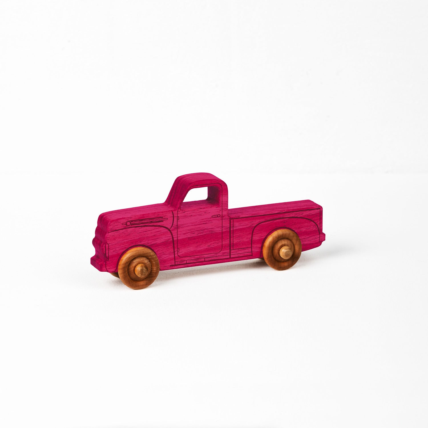 Montessori Educational Small Pink Wooden Pickup Truck For Toddlers 1–3 | Eco-friendly Maple Wood Toy | Made In The Usa 🇺🇸