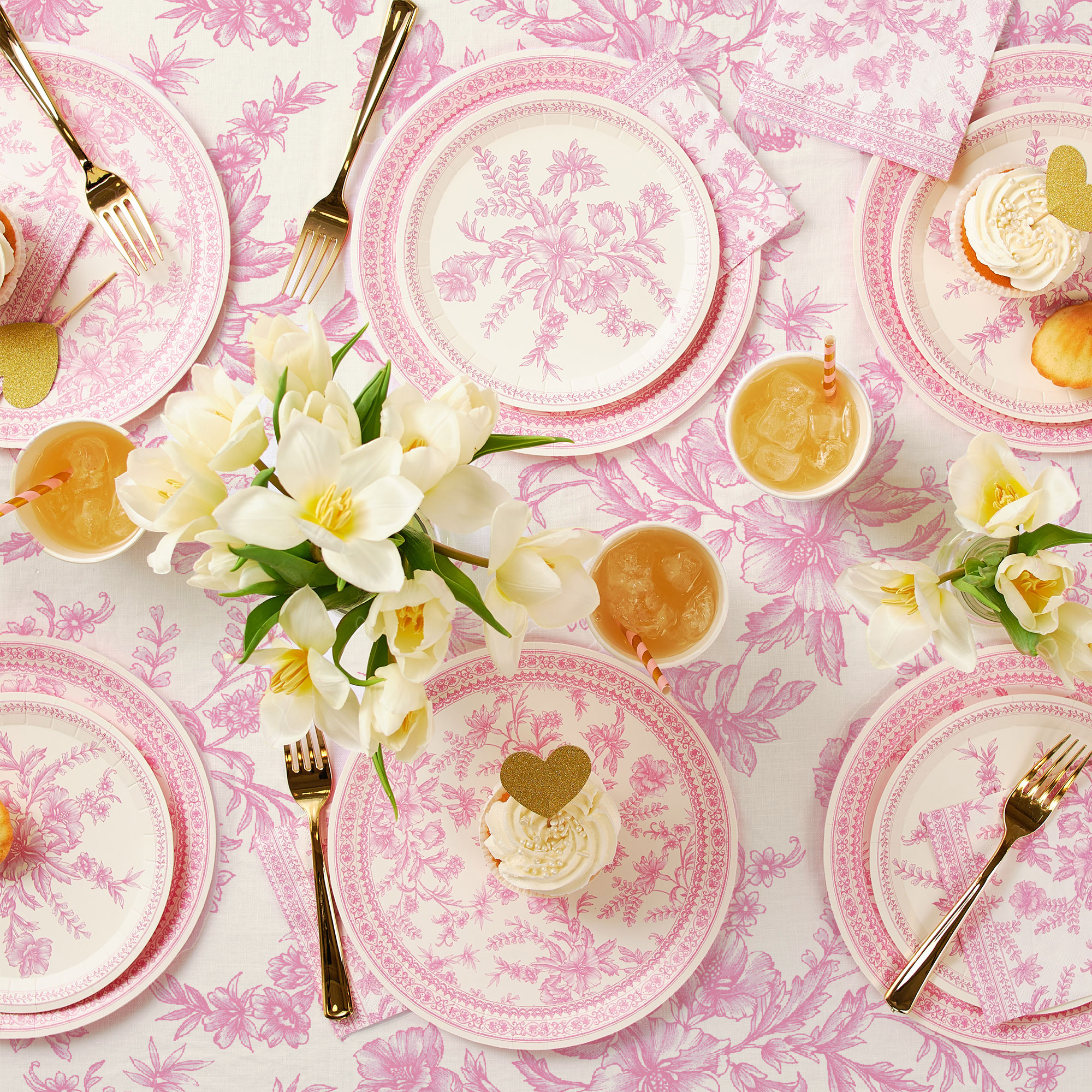 Pink Toile Paper Tablecloth by Coterie