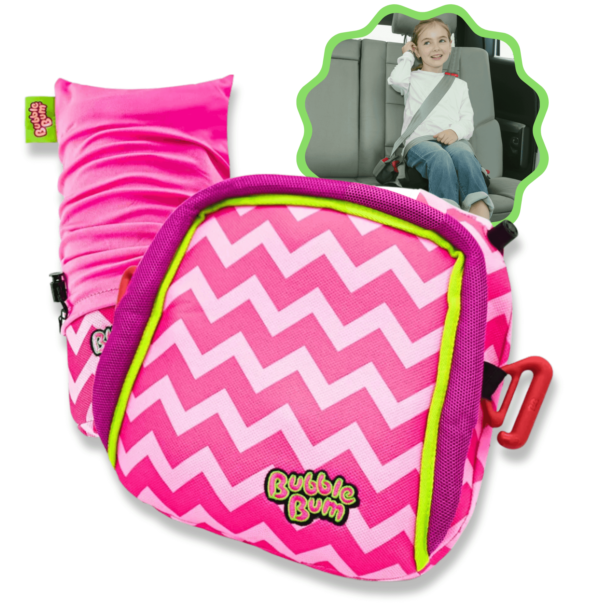 Bubblebum Inflatable Car Booster Seat - Travel Booster Seat - Pink Style ✔️