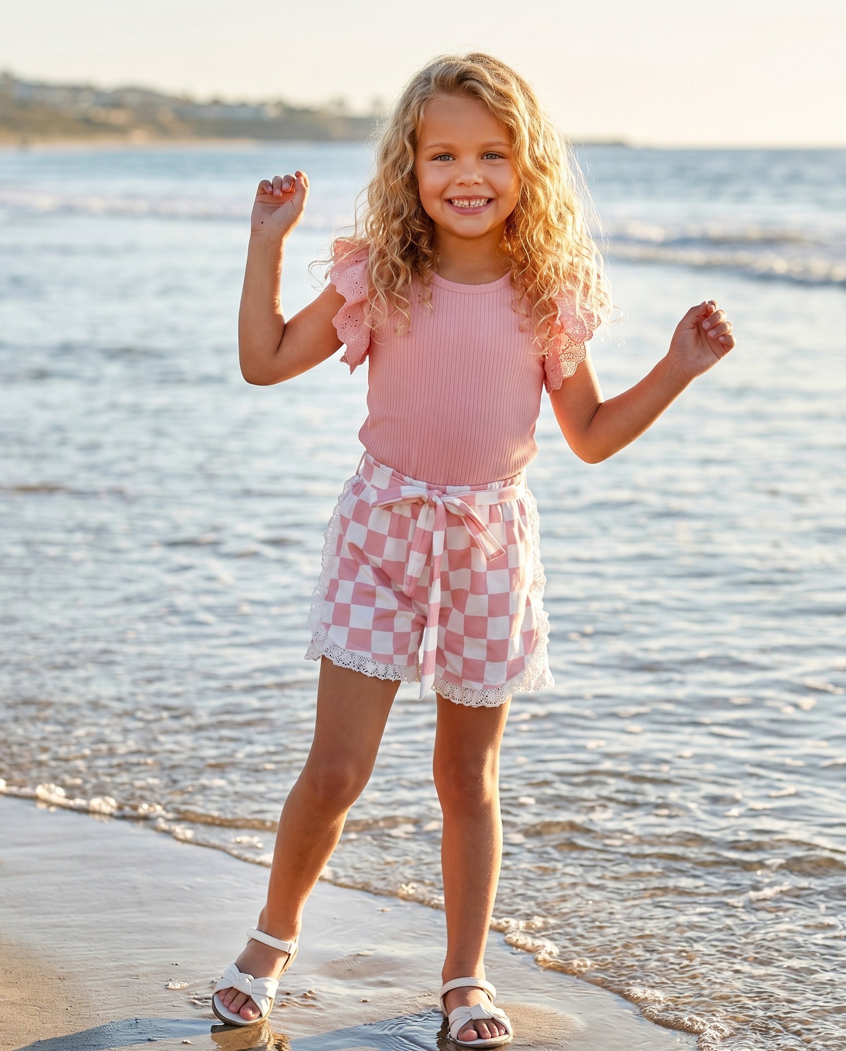 Pink Check Short Set