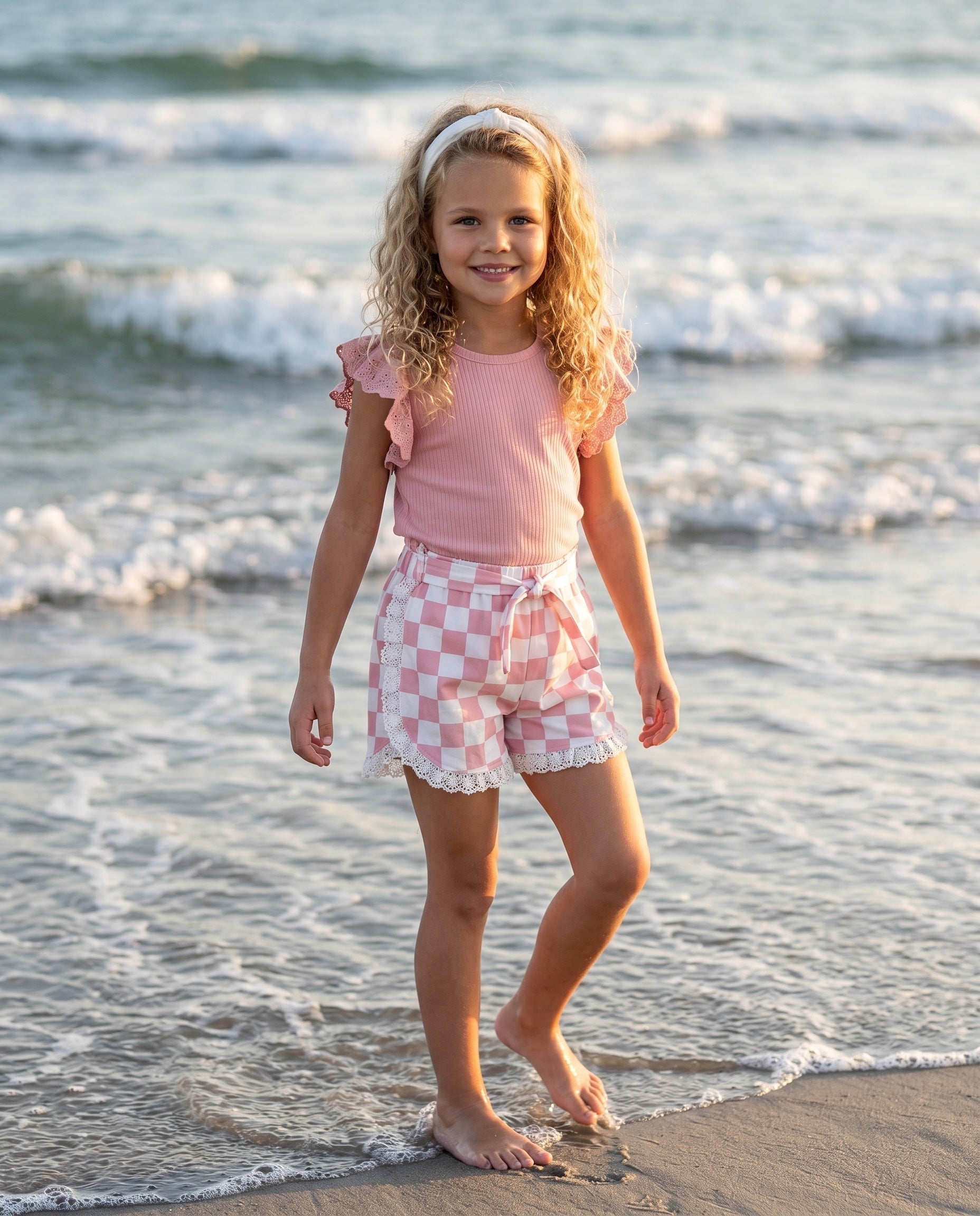 Pink Check Short Set