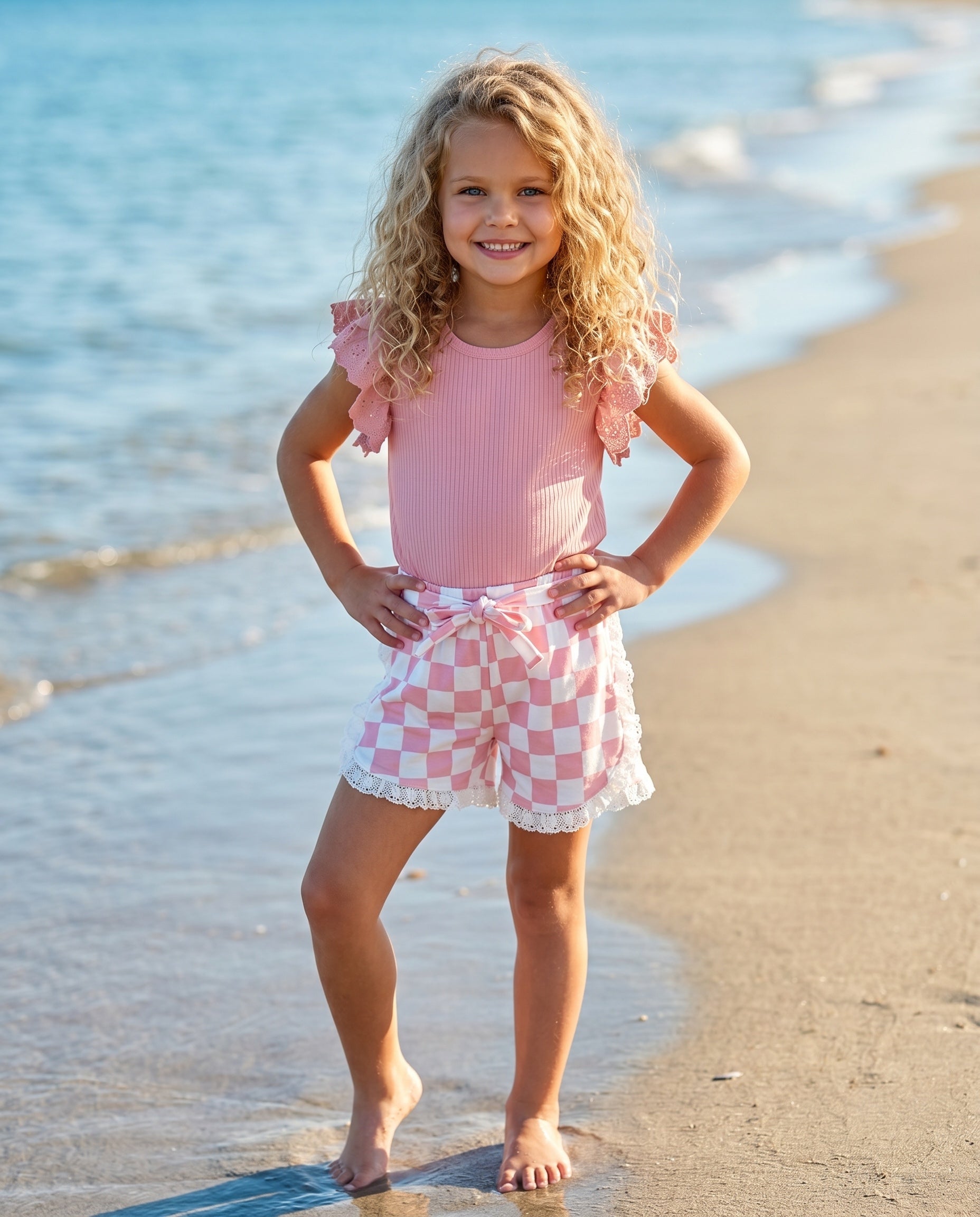 Pink Check Short Set