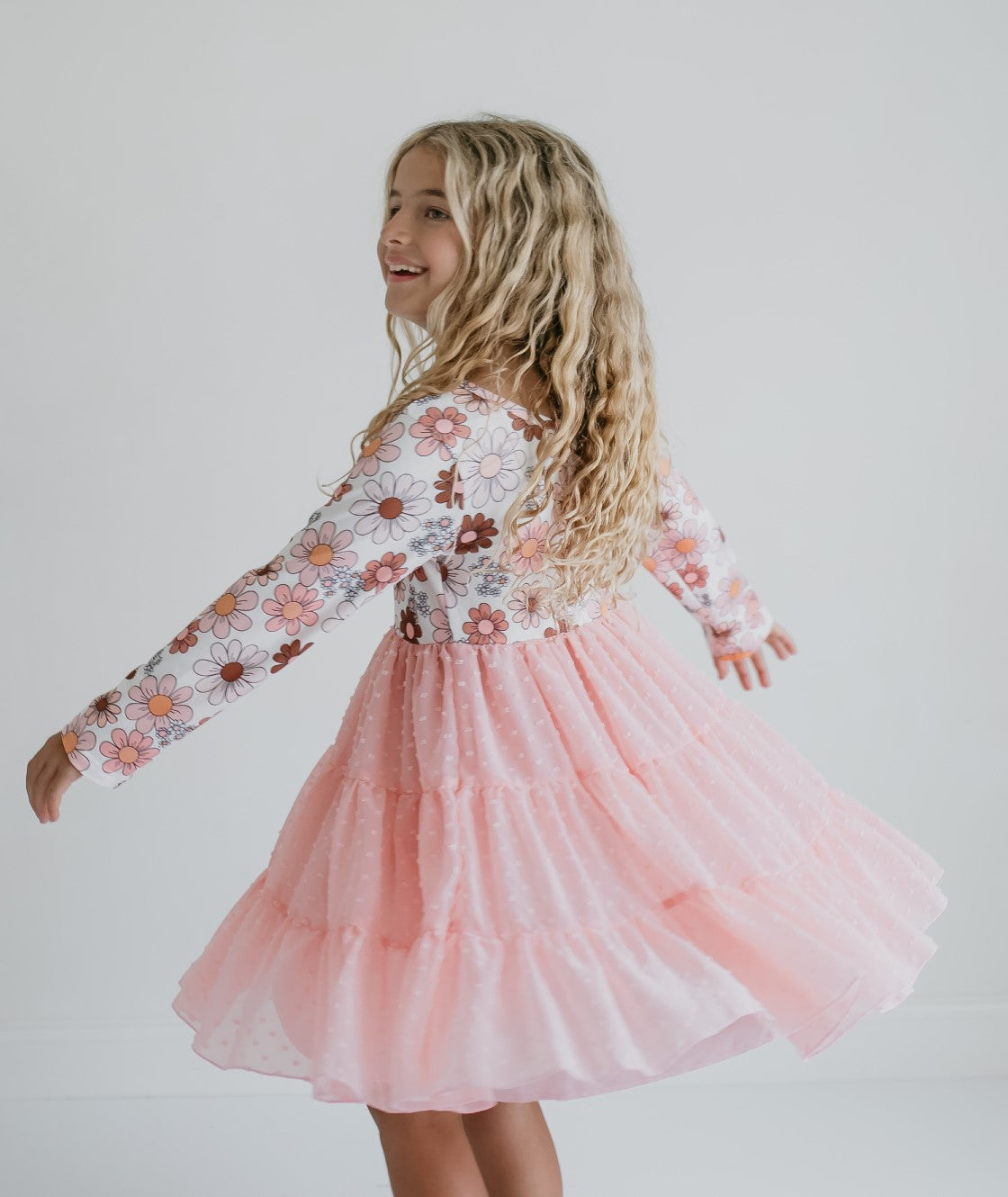 Pink Floral Tulle Dress