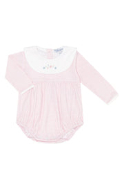 Pink Herringbone Embroidered Bubble Ls